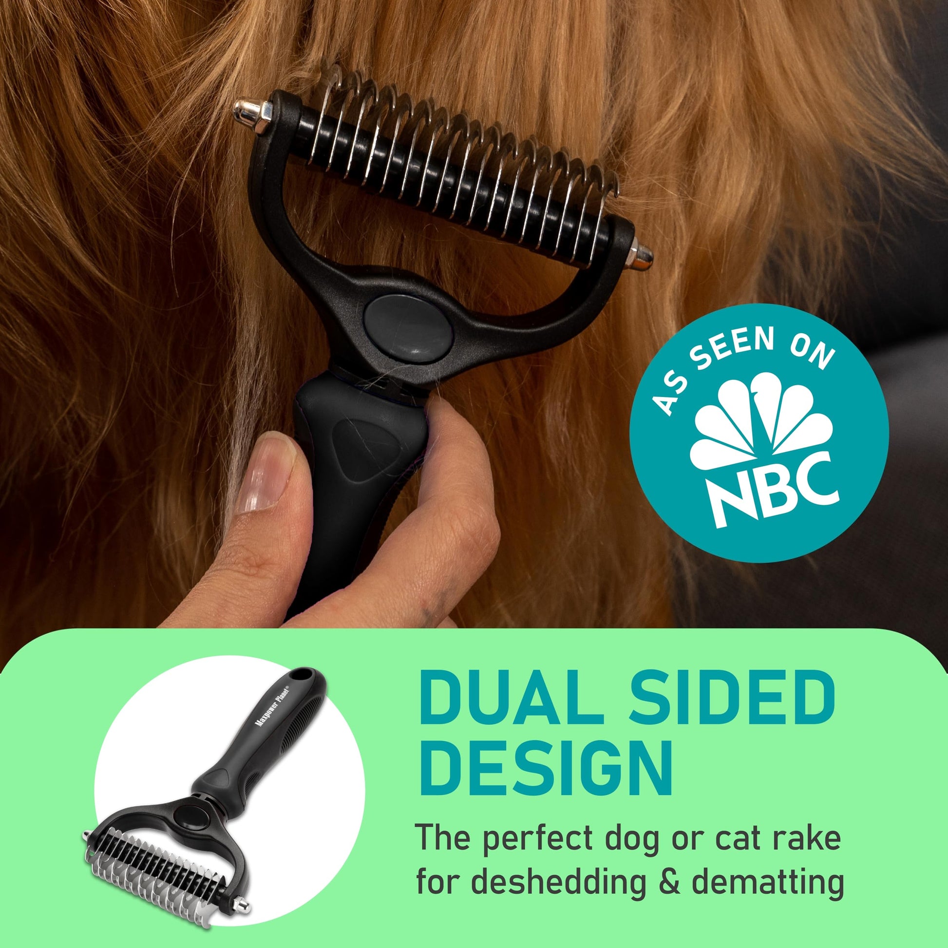 Maxpower Planet Pet Grooming Brush - Double Sided Shedding and Dematting Undercoat Rake Comb for Dogs and Cats,Extra Wide (B1 - Rake, Gloves & Comb, Large) jlhbookstore.store