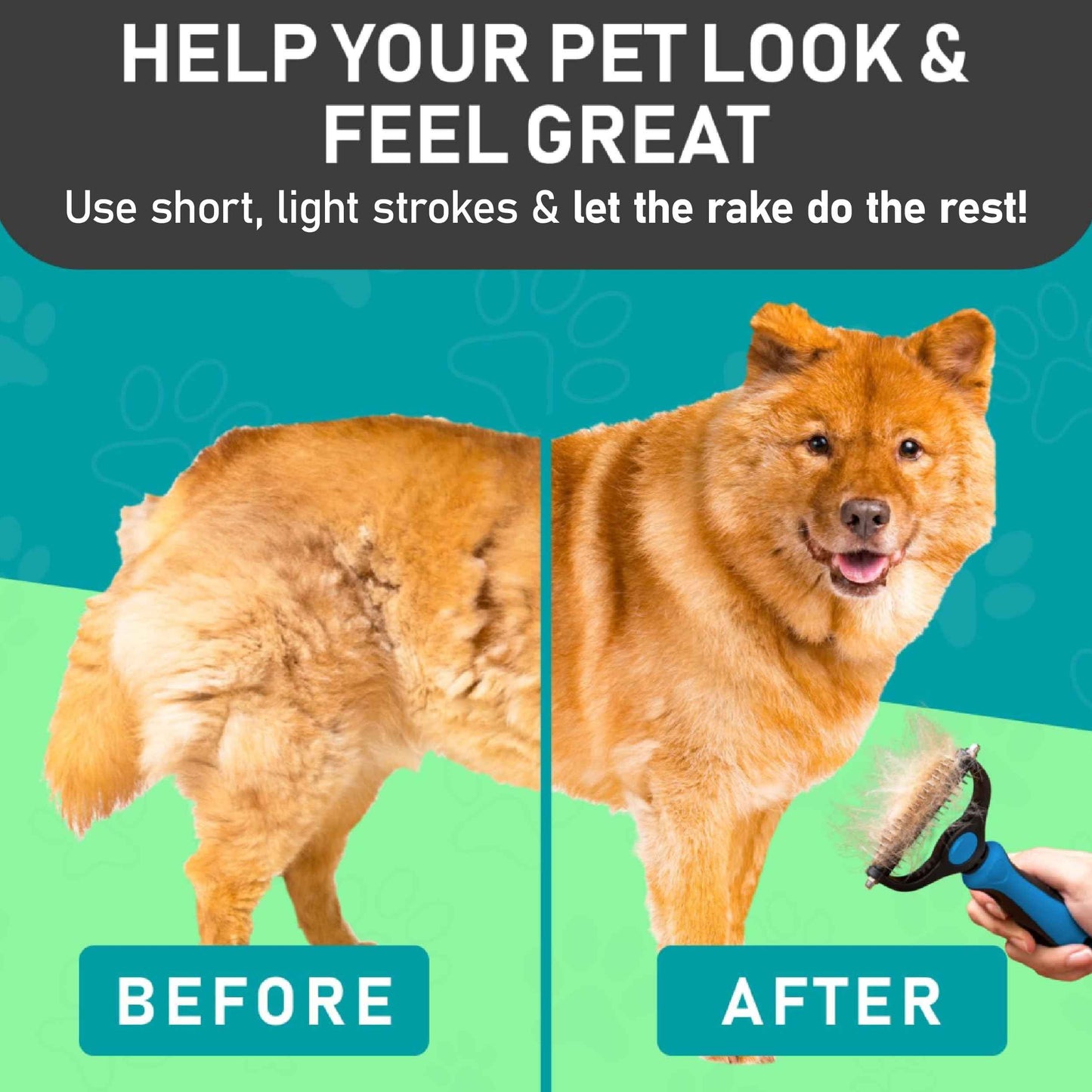 Maxpower Planet Pet Grooming Brush - Double Sided Shedding and Dematting Undercoat Rake Comb for Dogs and Cats,Extra Wide (B1 - Rake, Gloves & Comb, Large)