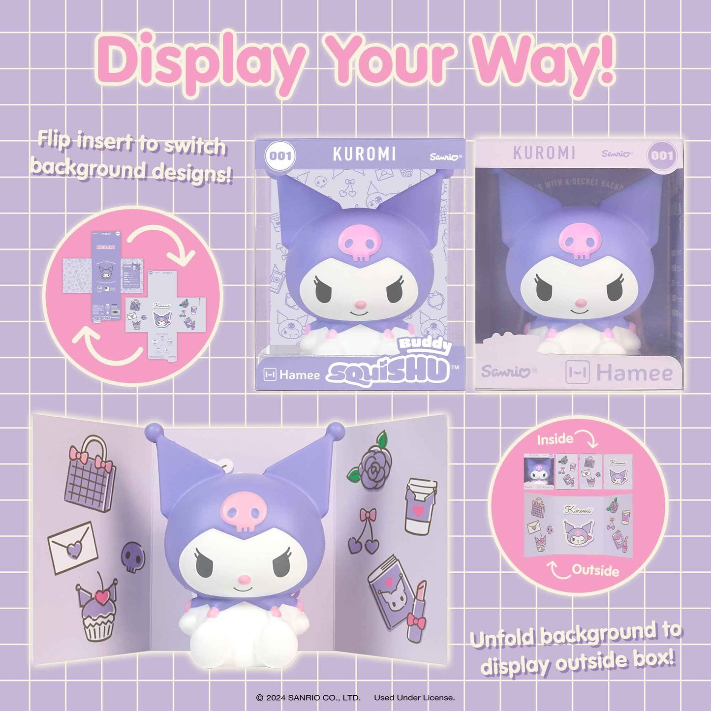 Hamee SquiSHU Buddy Hello Kitty and Friends Kuromi, Cute Birthday Gift, Official Merchandise, Toys for Kids & Adult, Model Jumbo Squishy for Collectors