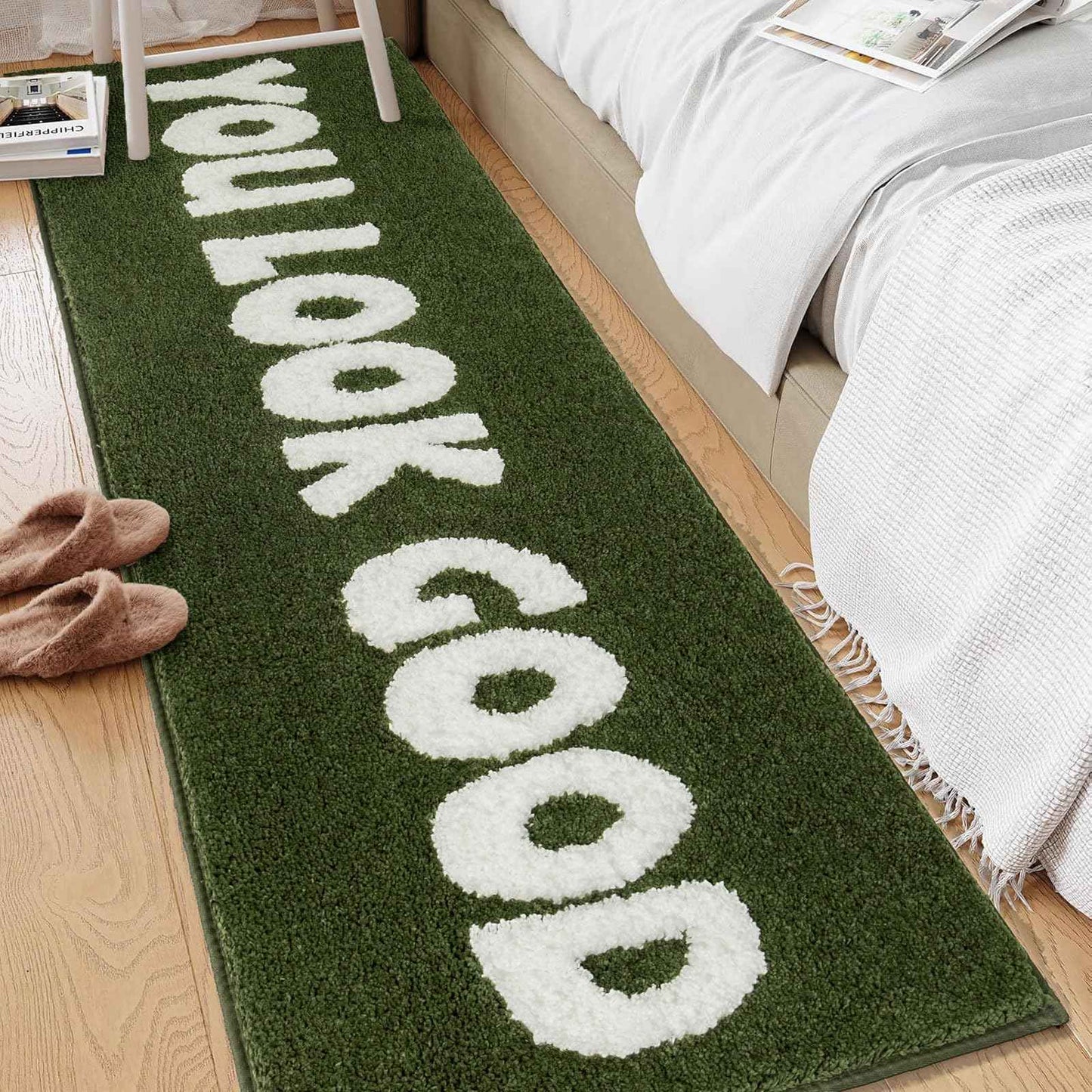 You Look Good Bath Mat Green Bathroom Rugs Funny Cute Bathroom Decor Preppy Small Cool Rug Non Slip Microfiber Washable Absorbent Shower Rug, 25”x21”…