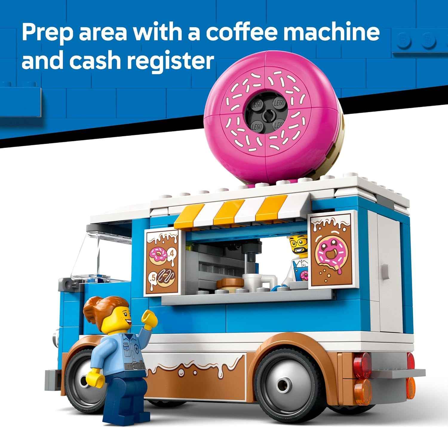 LEGO City Donut Truck Toy - Building Toy for Kids, Boys and Girls, Ages 5+ - Mobile Donut Stand with 2 Minifigures and Other Accessories - Fun Gift Idea for Birthdays & Holidays - 60452