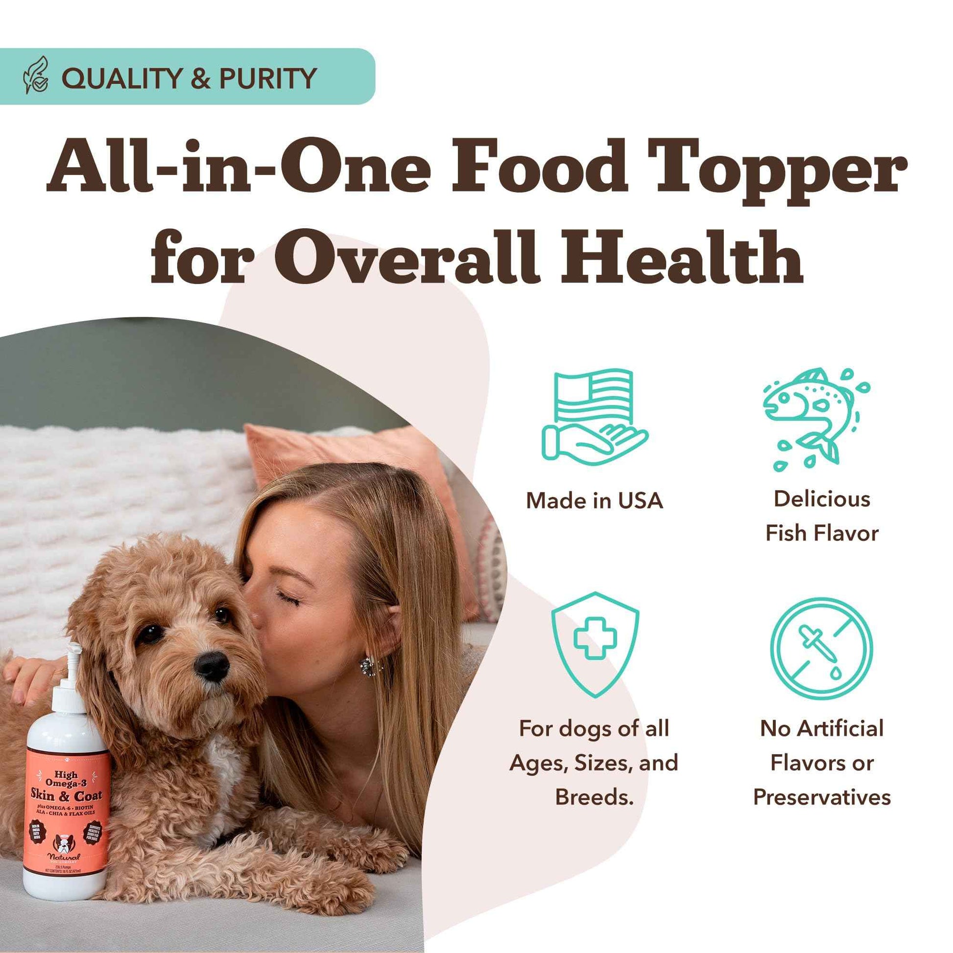 Natural Dog Company Wild Alaskan Salmon Oil Formula with Omega 3, Fish Oil for Dogs Supplement, Skin & Coat Dog Oil, Itchy Relief, Immune Support for Joints & Heart, Food Topper, 16 oz.