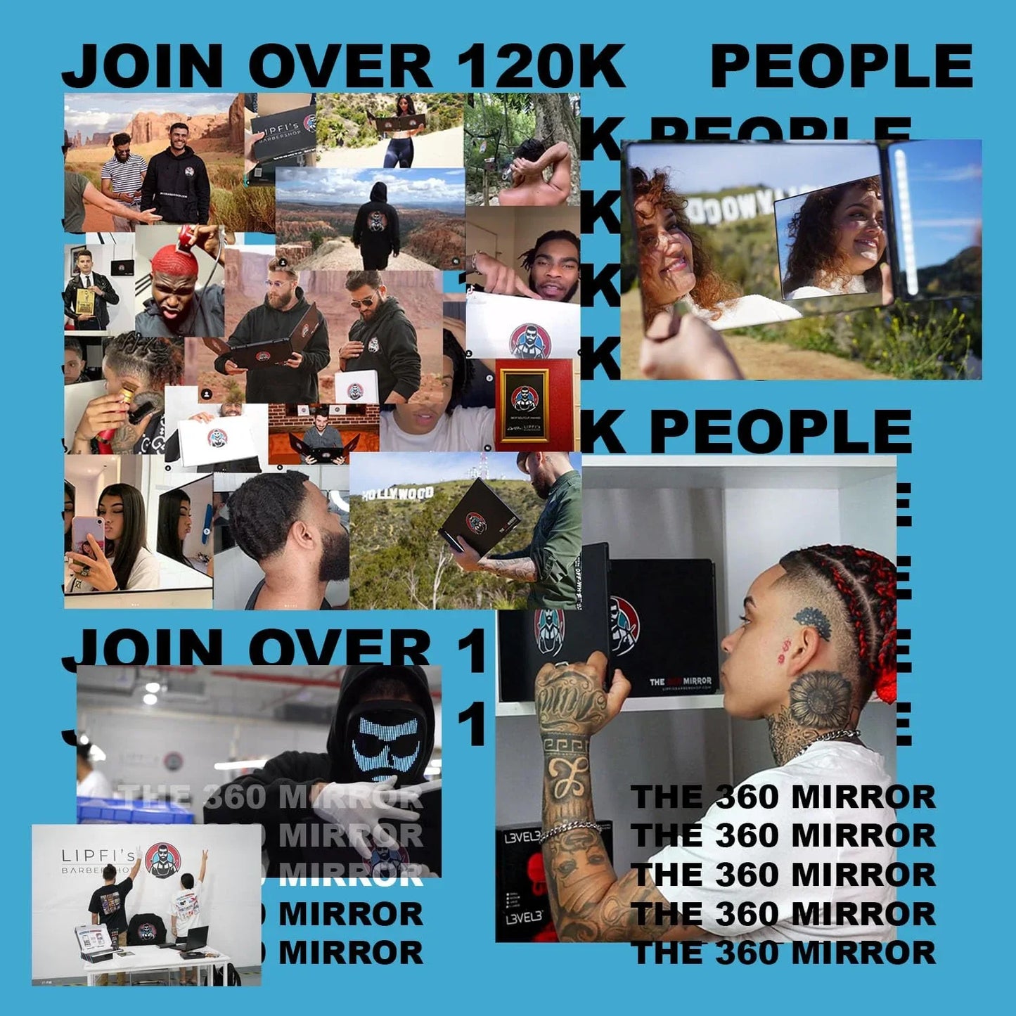 The 360 Mirror - 3 Way Mirror for Self Hair Cutting - Adjustable Trifold Barber Miror to Cut Your Own Hair - Tri Fold Self Haircut System for Men and Women Braiding - Three Sided Miror for Haircuts - Jlhbookstore.store