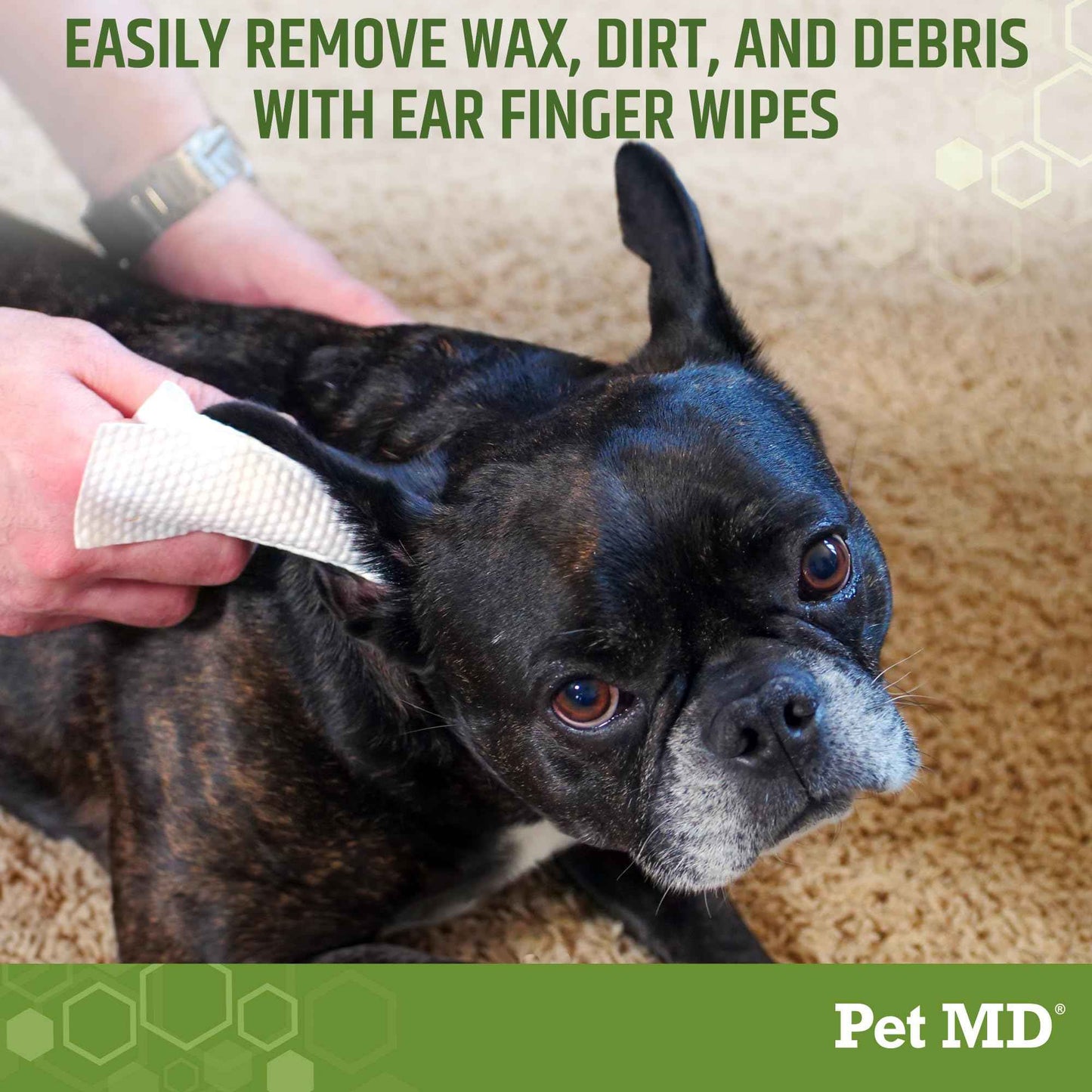 Pet MD - Dog Ear Cleaner Wipes - Otic Cleanser for Dogs to Stop Ear Itching, and Infections with Aloe and Eucalyptus - 100 Count