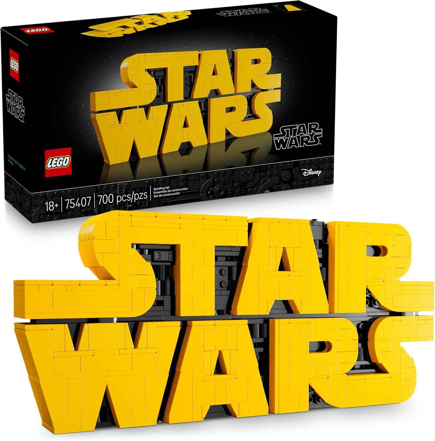 LEGO Star Wars Brick-Built Star Wars Logo - Building Blocks for Adults 18+ - Star Wars Gift Idea for Birthdays - Collectible DIY Model Kit - Home Decor Idea for Fans of The Movie Series - 75407