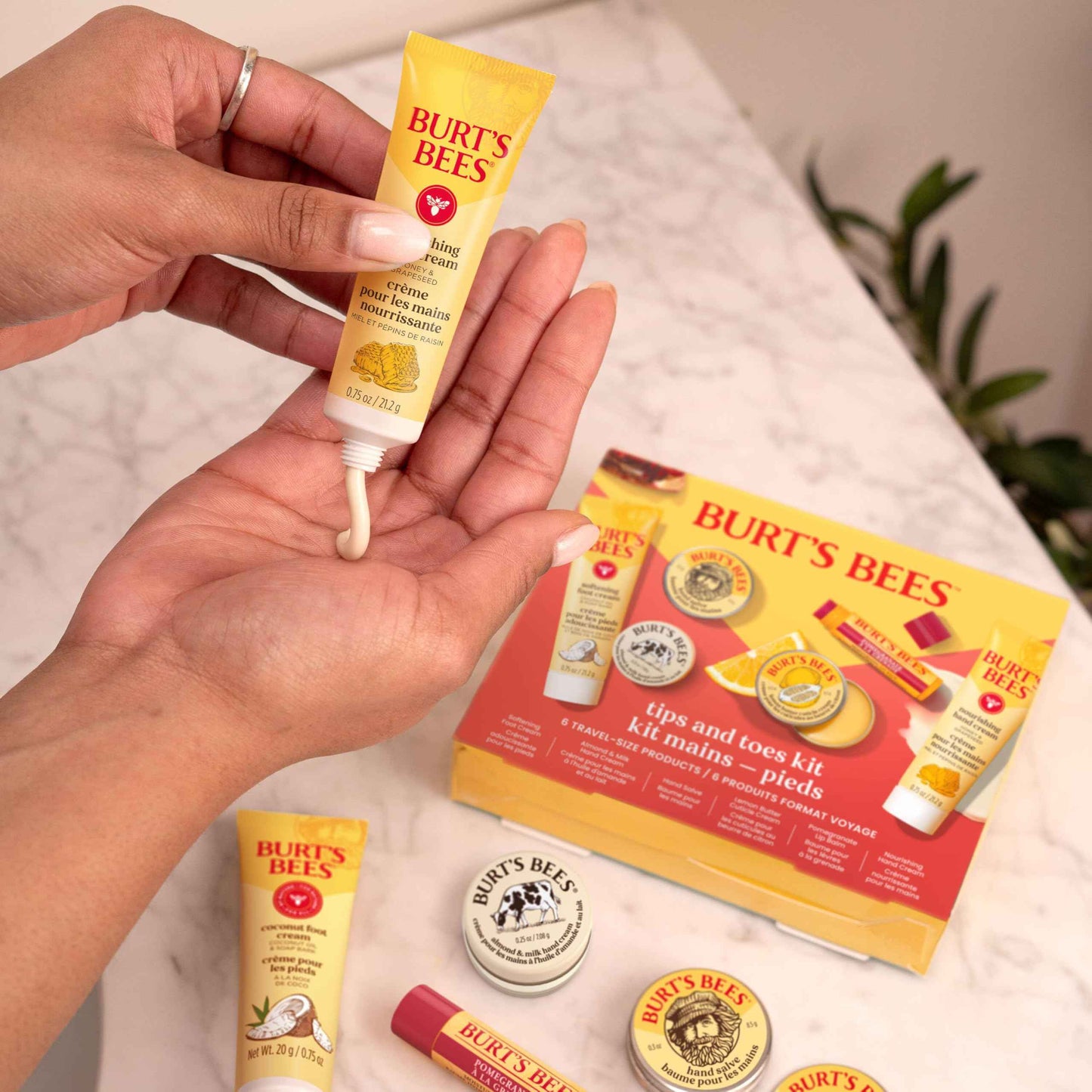 Burt's Bees Christmas Gifts, 3 Body Skincare Stocking Stuffers, Hand Repair Set, 3 Hand Creams plus Gloves - Almond Milk Hand Cream, Lemon Butter Cuticle Cream, Shea Butter Hand Repair Cream