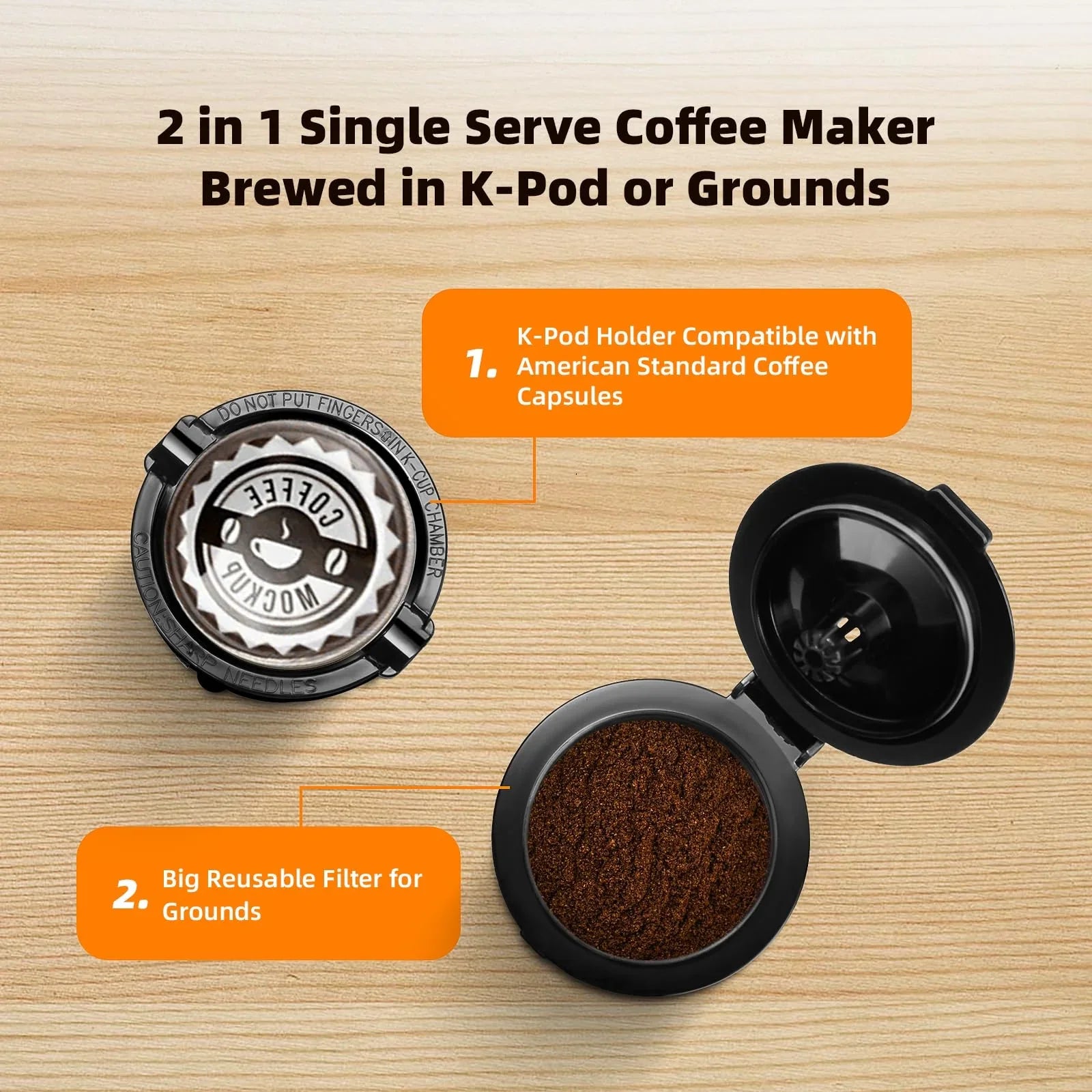 Mini Single Serve Coffee Maker for K Cup and Ground Coffee, Fast Brew One Cup Coffee Machine with Descaling Reminder and Water Window, 6 to 12 oz. Brew Sizes, Black - Jlhbookstore.store