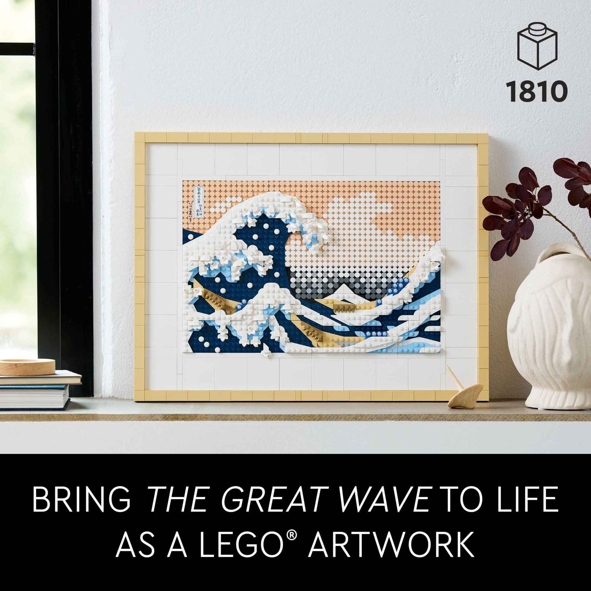 LEGO Art Hokusai The Great Wave Framed Japanese Wall Art Building Set - Unique Wall Decor for Home, Room, or Office - Fun Activity for Adults, Ages 18+ - Gift for Men and Women - 31208