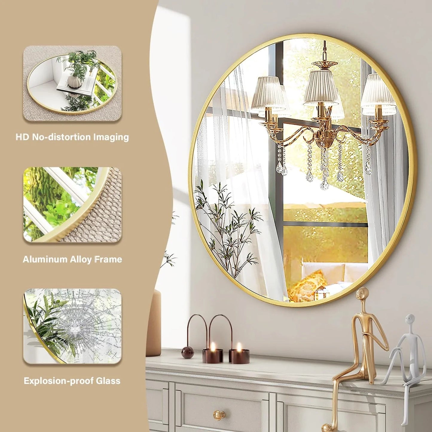 HARRITPURE Round Mirror 30 Black Wall Mounted Circle Mirrors Vanity Mirror with Brushed Aluminum Alloy Frame Modern Decoration for Bathroom, Living Room, Vanity, Bedroom, Entryway jlhbookstore.store