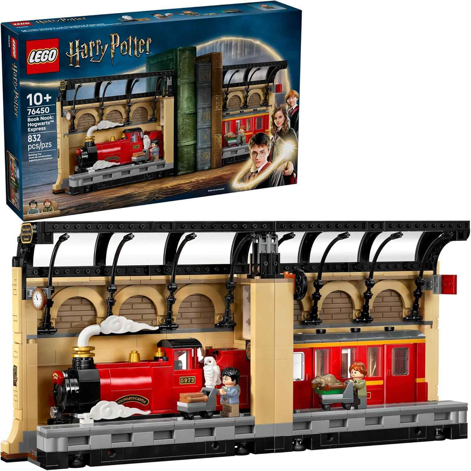 LEGO Harry Potter Book Nook: Hogwarts Express Building Set - Bedroom Shelf Decor for Boys, Girls, & Fans, Ages 10+ - Collectible Harry & Ron Minifigures - Birthday Gift Idea - 76450