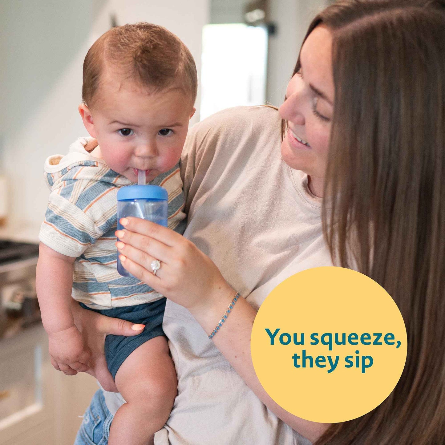 The First Years Squeeze & Sip Toddler Straw Cups - Squeezable Transition Sippy Cup with Silicone Straw - Toddler Feeding Supplies - Pink/Purple/Blue - 7 Oz - 3 Count - Ages 6 Months and Up