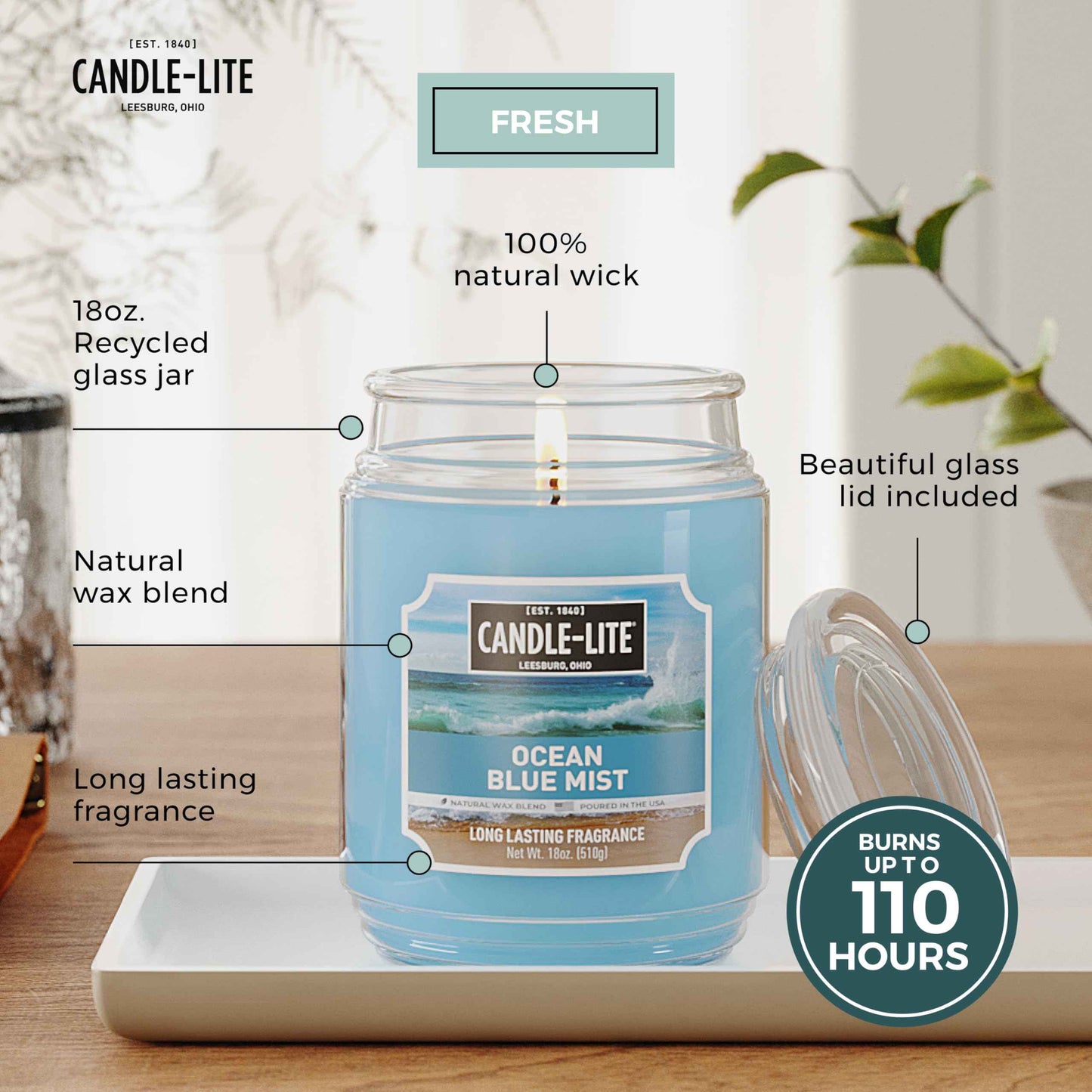 Candle-lite Fall Scented Candles, Creamy Vanilla Swirl, 18 oz Jar, Proudly Poured in The USA, Aromatherapy Candle, Single-Wick with 110 Hours of Burn Time, Perfect for Creating a Relaxing Ambiance