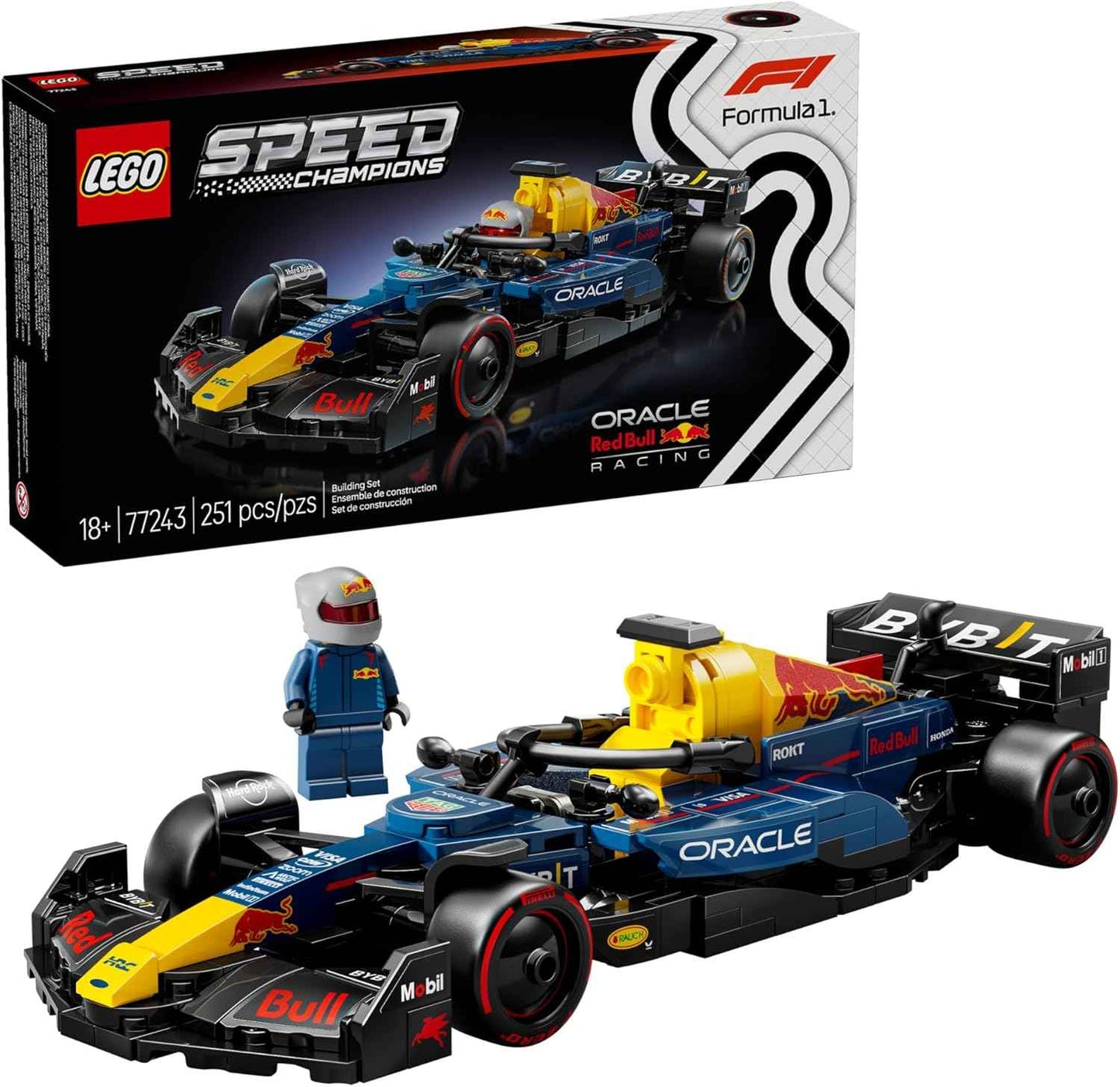 LEGO Speed Champions Oracle Red Bull Racing RB20 F1 Race Car Model Kits - Building Set for Adults, Ages 18+ with Realistic Features - Red Bull DIY Crafts for Display - Gift Idea for F1 Fans - 77243