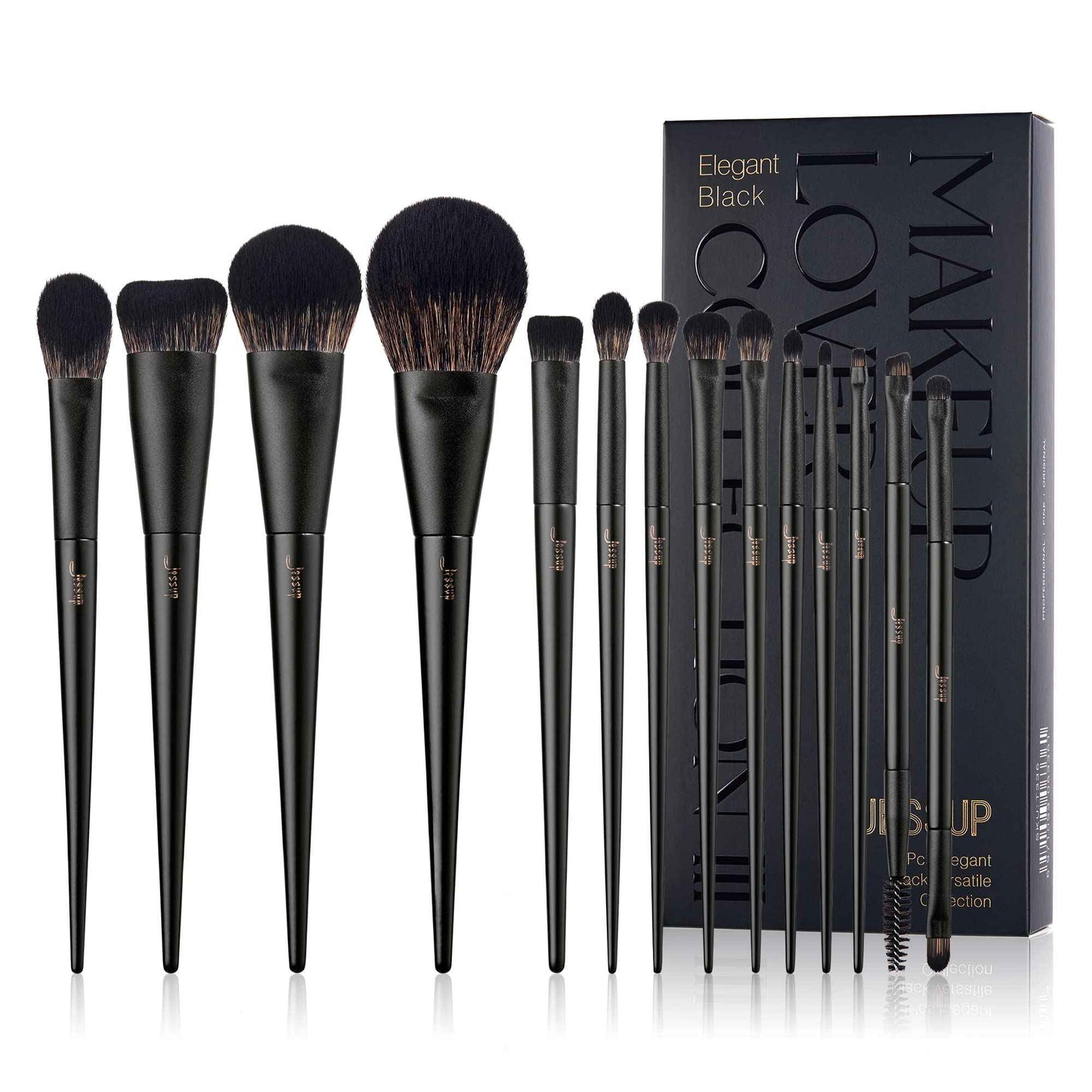 Jessup Makeup Brushes 14Pcs Makeup Brush Set Premium Synthetic Powder Foundation Contour Blush Concealer Eye Shadow Blending Liner Make Up Brush Kit Light Grey T329