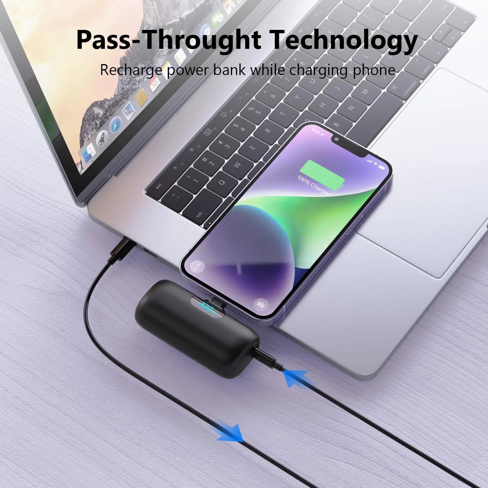 Mini Portable Charger for iPhone,Upgraded 5000mAh PD Fast Charging Battery Pack,LCD Display Cute Power Bank Portable Phone Charger for iPhone 14/14 Pro Max/13/13 Pro/12 Pro/11/XS/XR/X/8/7/6-Black - Jlhbookstore.store