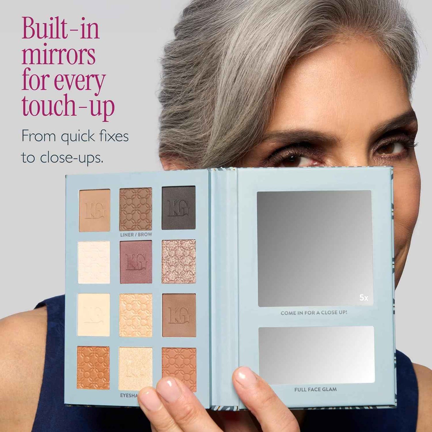 LAURA GELLER NEW YORK RSVP-Ready Big Night Out Full Face Travel Makeup Palette - All-in-One Set includes Eyeshadows, Eye Liners, Blush, Bronzer, Highlighter, Setting Powder, and Lip Creams