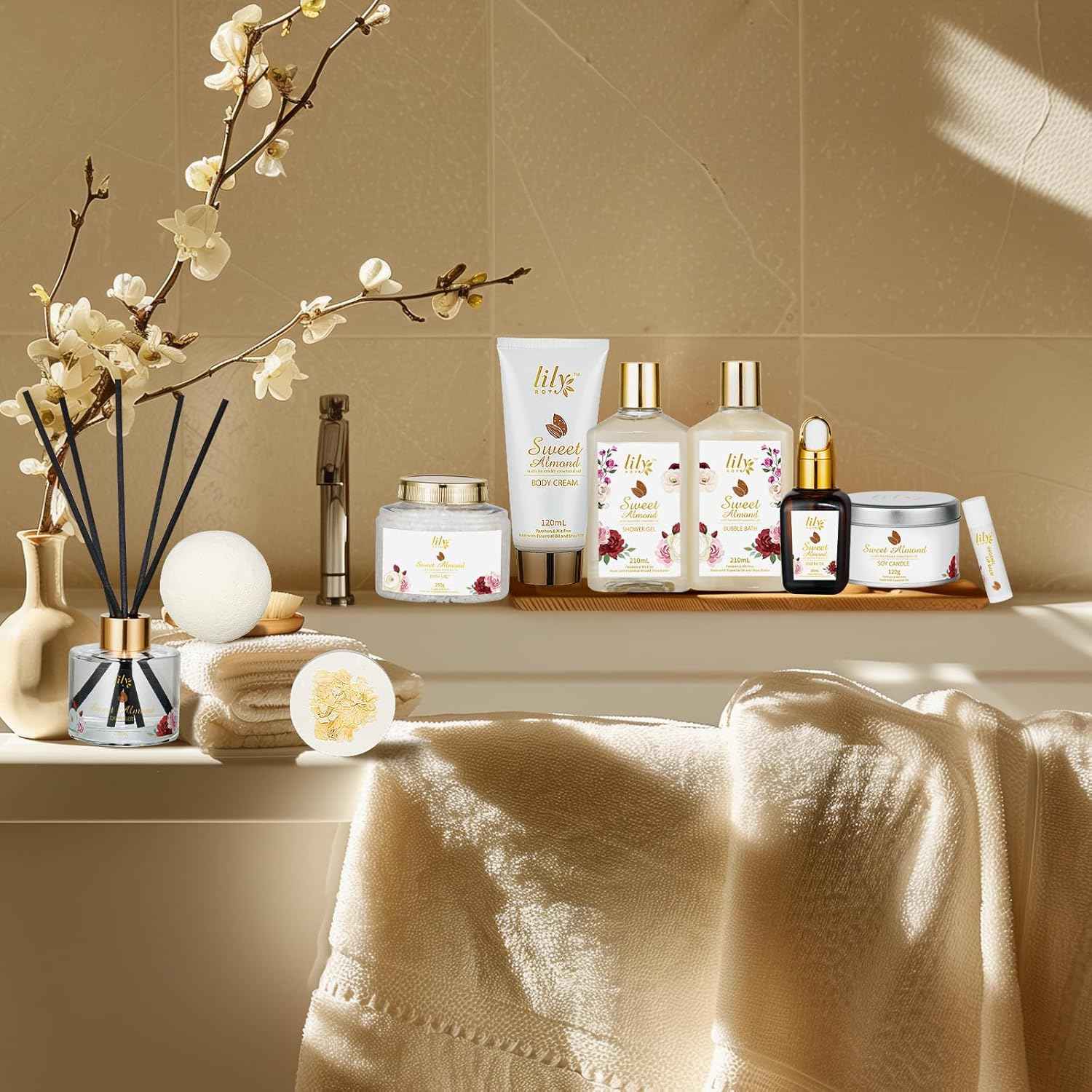 25Pcs Christmas Gifts for Women - Luxury Bath and Body Spa Gift Basket for Women with Necklace | Relaxing Care Kit Valentine's Mothers Day Gifts for Mom Gift Baskets for Anniversary or Bridal Shower