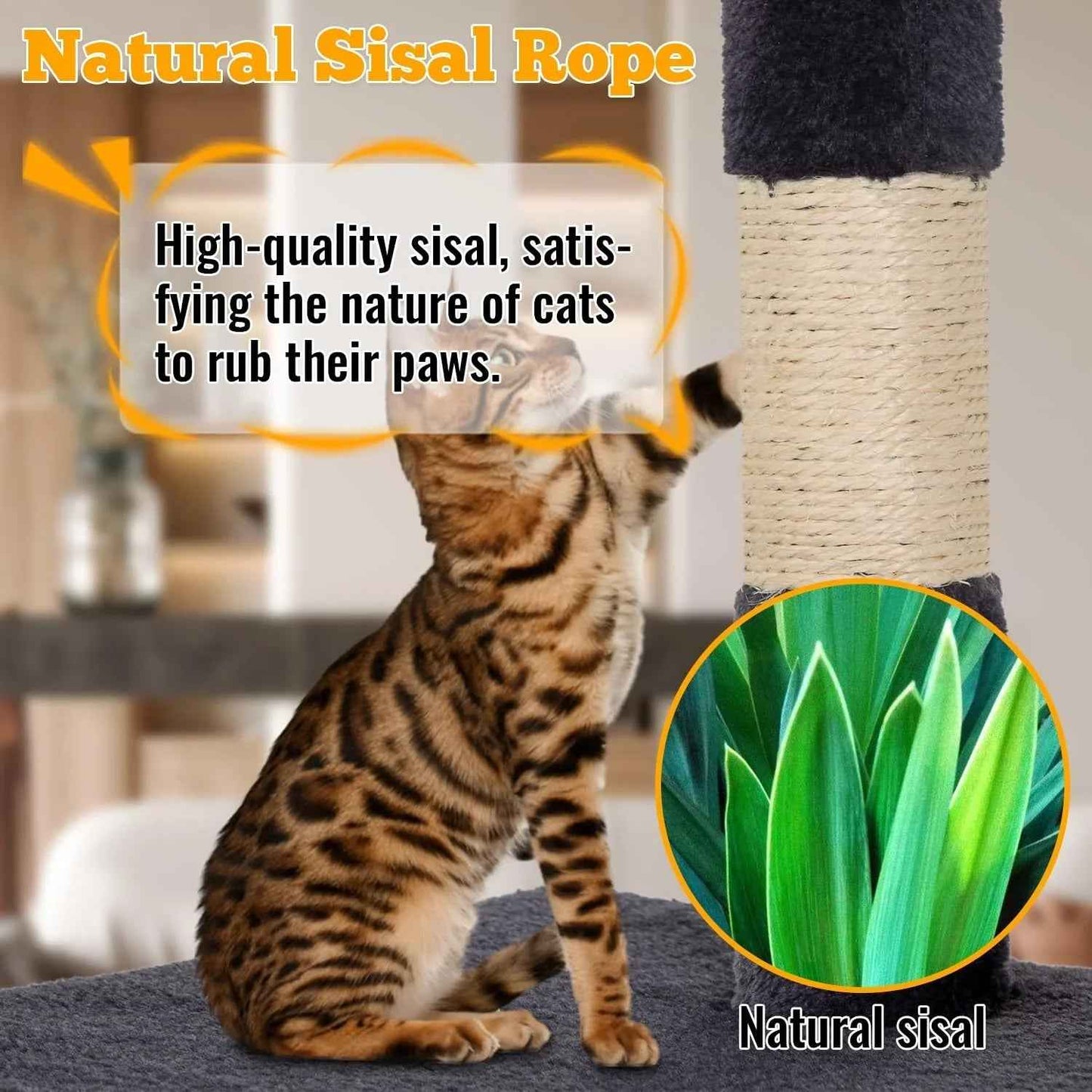 FDW Cat Tree 54in Cat Tower Multi-Level Durable Cat Scratching Post & Cozy Fun Cat Jumping Platform Space Saving Cat Condo Pet Play House for Indoor Cats,Dark Gray