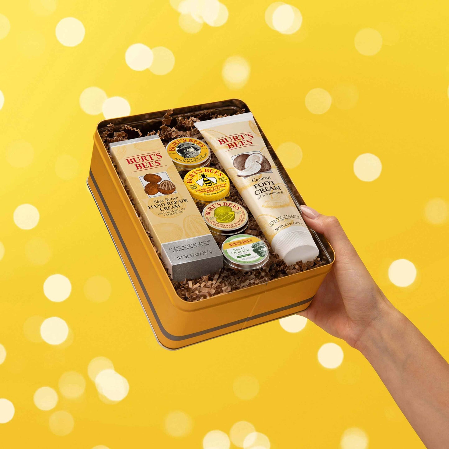 Burt's Bees Christmas Gifts, 3 Body Skincare Stocking Stuffers, Hand Repair Set, 3 Hand Creams plus Gloves - Almond Milk Hand Cream, Lemon Butter Cuticle Cream, Shea Butter Hand Repair Cream