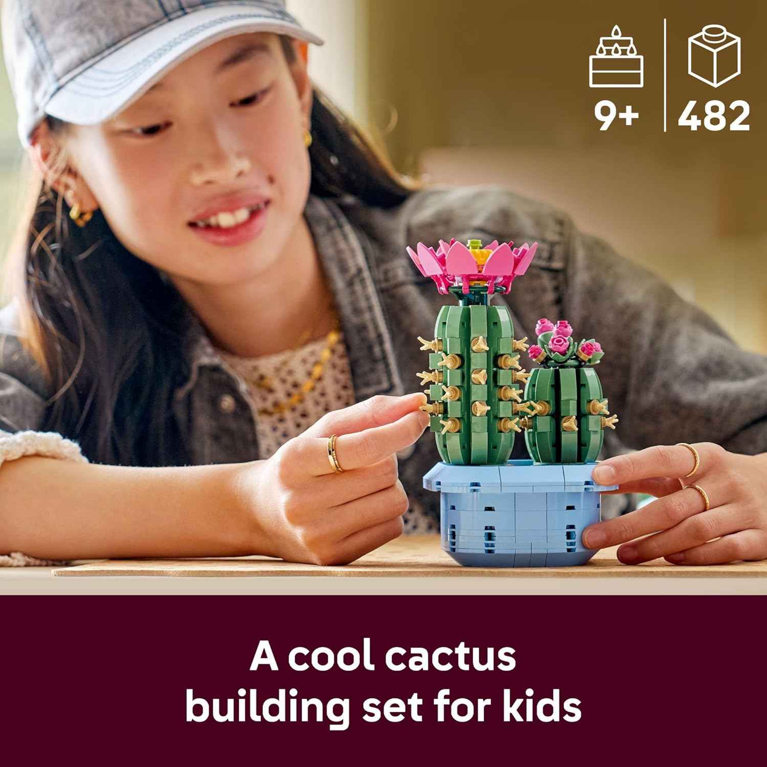 LEGO Botanicals Flowering Cactus Building Toy - Crafting Kit for Girls & Boys, Ages 9+ - Cactus Room Decor for Display for Bedroom or Book Shelf - Gift Idea for Birthdays - 11509