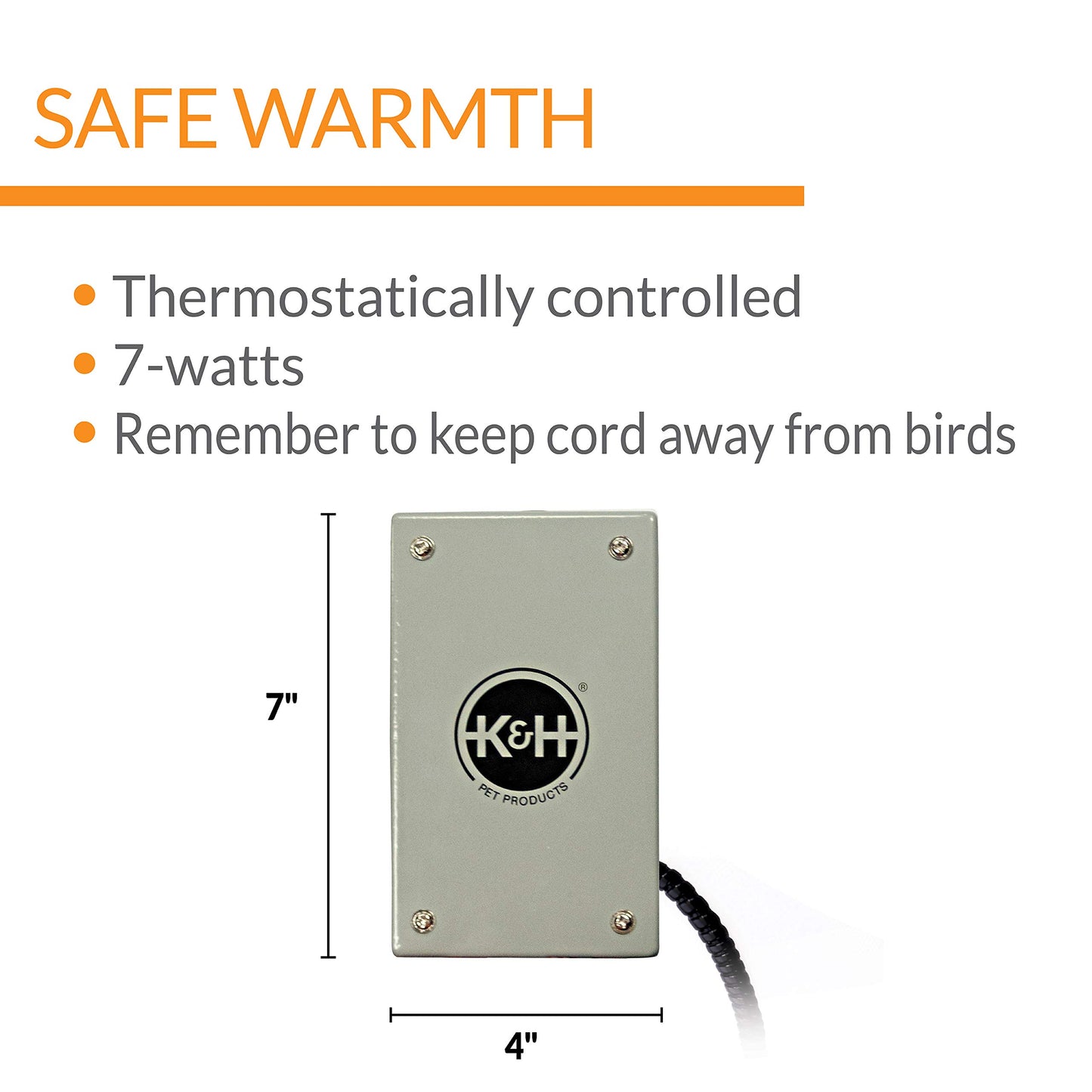 K&H Pet Products Snuggle-Up Bird Cage Heater, Bird Cage Accessory, Exotic Avian Warming Panel for Small Exotics Like Parakeet, Cockatiel, Canary - Small 5 X 3in Gray 12V