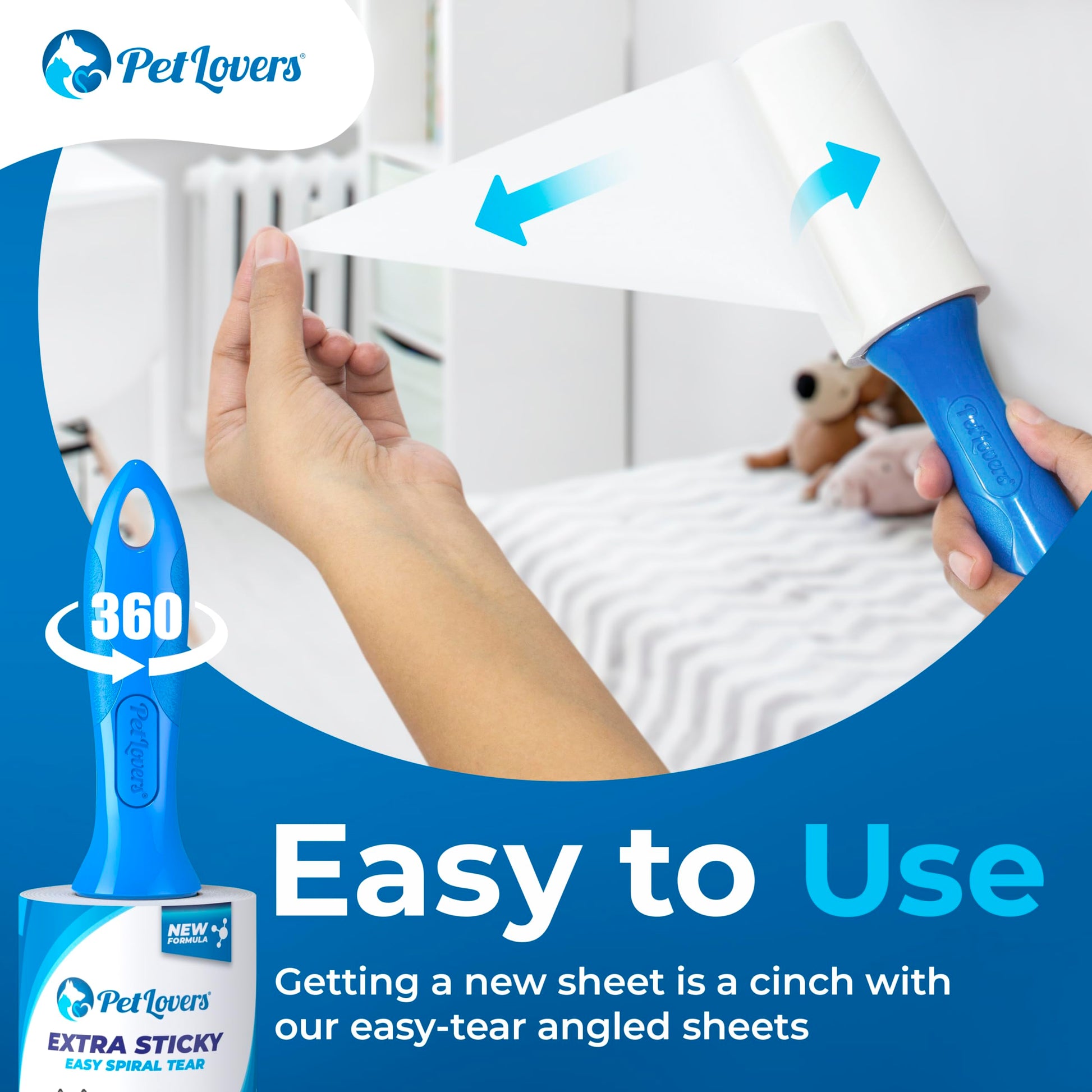 PetLovers Extra Sticky Lint Roller Mega Value Set 450 Sheets for Pet Hair Removal and Clothes, Dog and Cat Lint Remover 5 Pack jlhbookstore.store