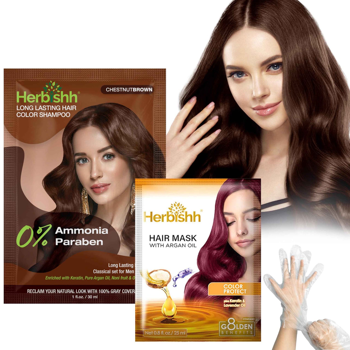 Herbishh Black Shampoo, Hair Dye Shampoo 3 in 1, 100% Grey Coverage, Demi-Permanent Hair Color for Men & Women, Long-lasting Color in 5-15 Mins, Ammonia-free, 200 ml