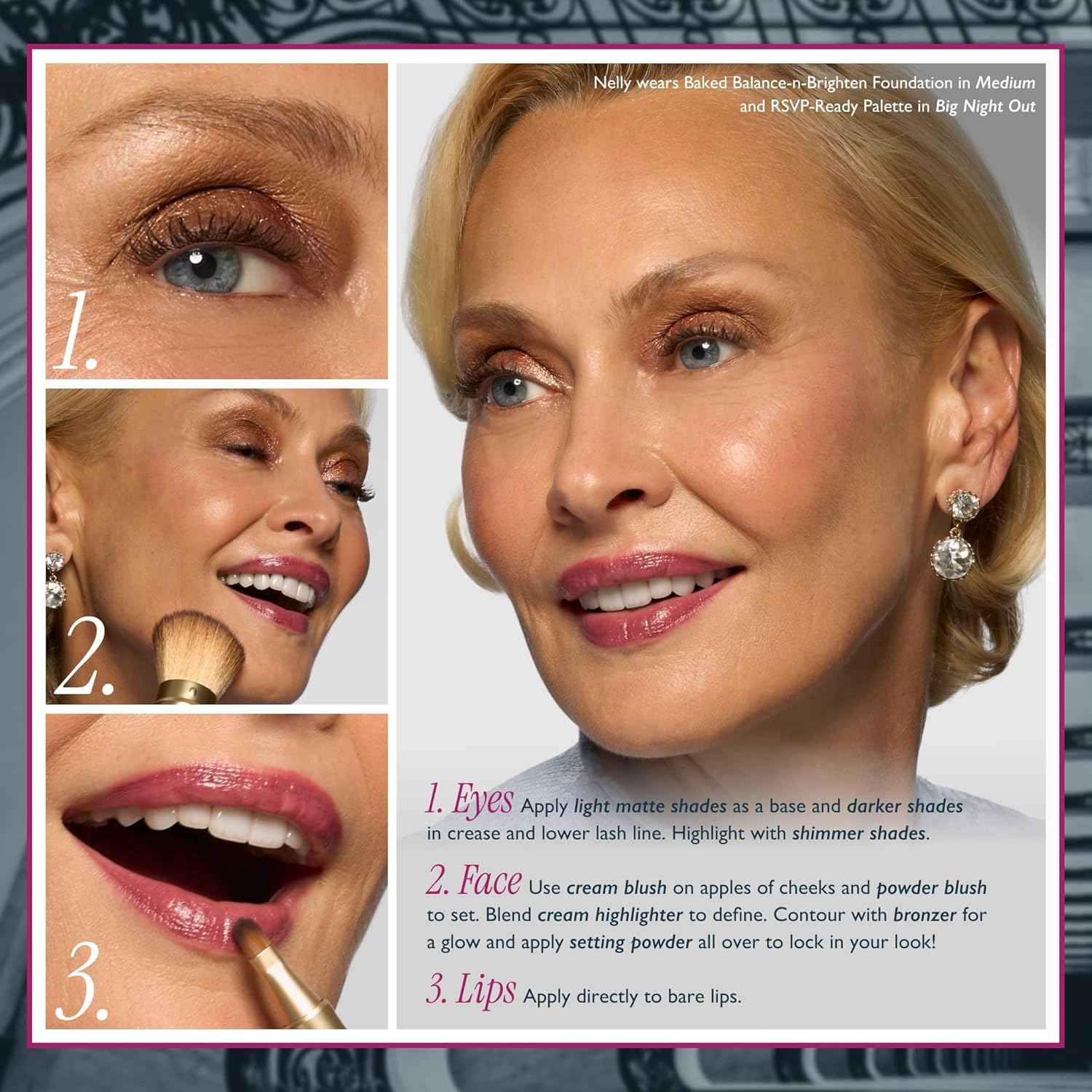 LAURA GELLER NEW YORK RSVP-Ready Big Night Out Full Face Travel Makeup Palette - All-in-One Set includes Eyeshadows, Eye Liners, Blush, Bronzer, Highlighter, Setting Powder, and Lip Creams