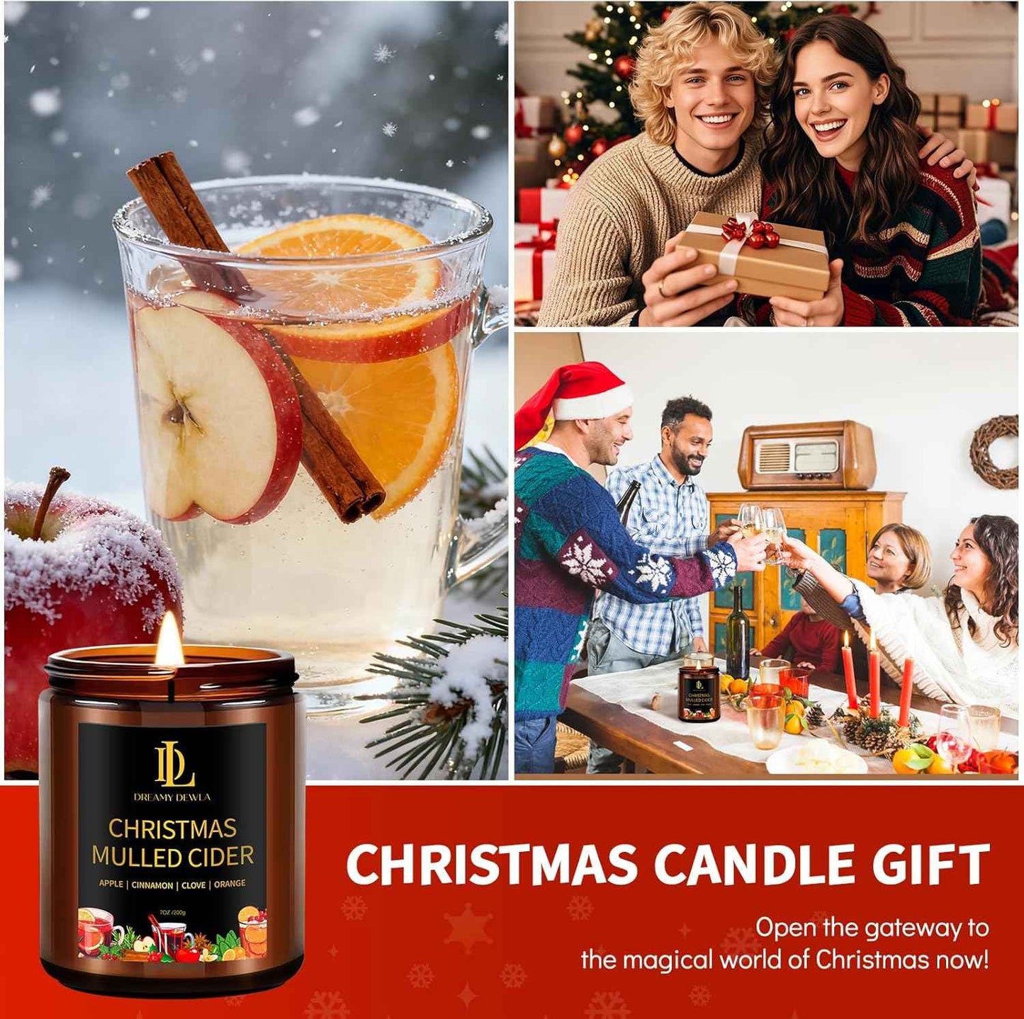 Fall Candle Set, Fall Scented Candles for Home, 4 Pack Soy Candle Set, Autumn Gifts for Women Men, Autumn Scents of Vanilla Pumpkin/Cinnamon Clove/Apple Pie/Fall Party