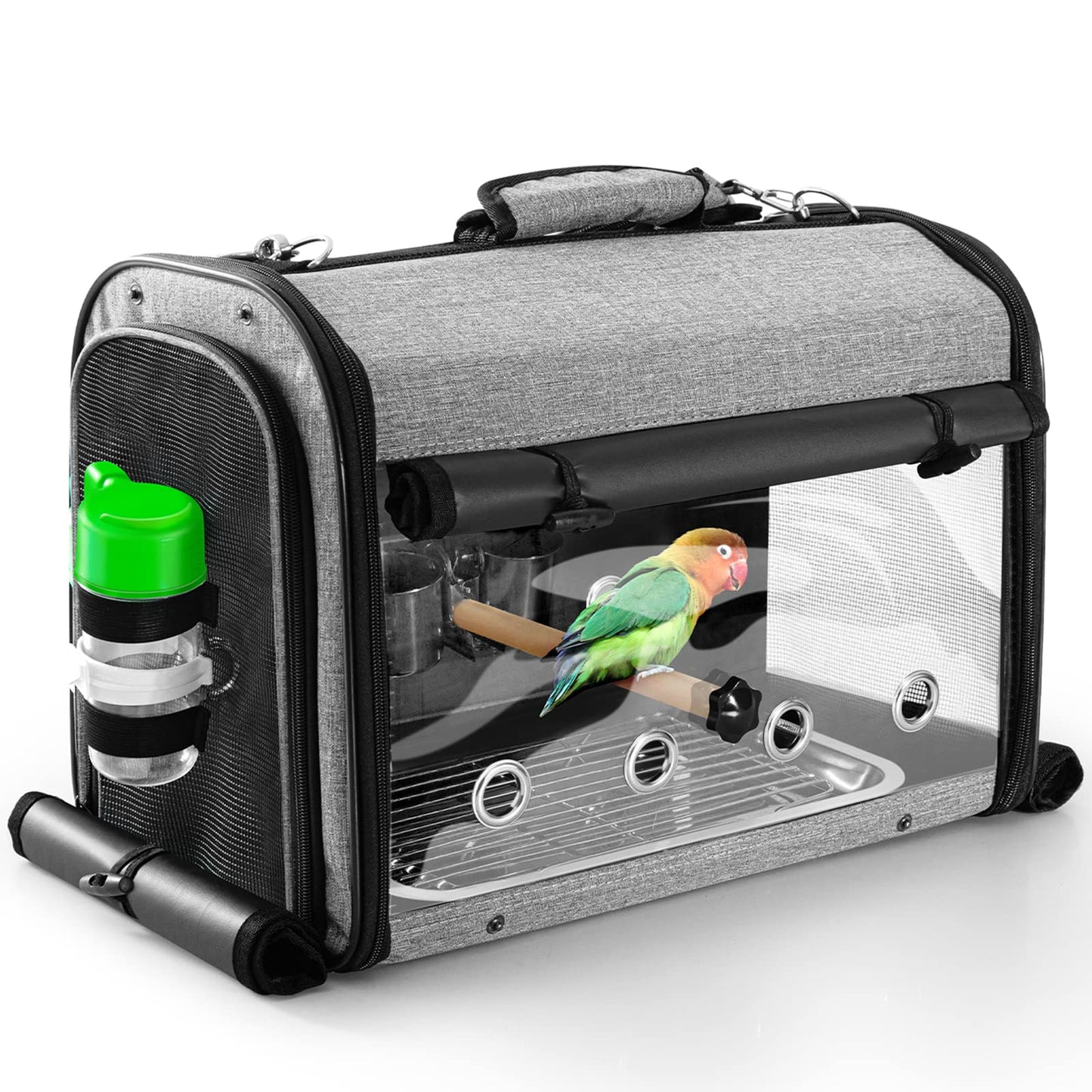 SUERTREE Bird Carrier Bag With Stand, Lightweight Backpack for Parrot, Portable Travel Cage, Pet Transparent Breathable Carrier