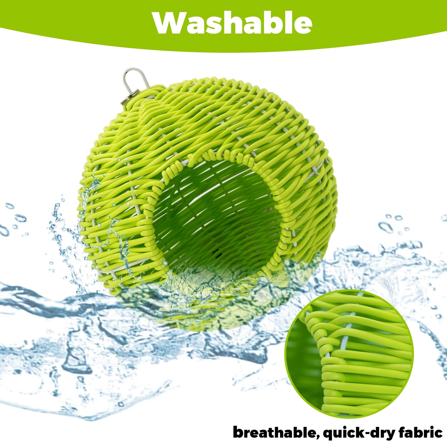 Chewproof Steel Frame Bird Nest for Cage, Washable Small Bird Bed Hammock Hideout Lay Eggs Parakeet Nest Sleep, Parakeet Warm Bed House Hut for Lovebird, Canary, Budgie, Finch (Brown)