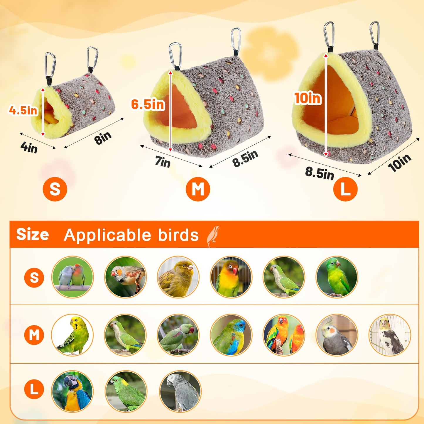 MEWTOGO Medium Winter Warm Bird Nest for Cage - Comfortable Birds Bed with Support Plate, Hanging Shed Hideaway Hammock Hut Gift for Macaws African Grey Amazon Parrots