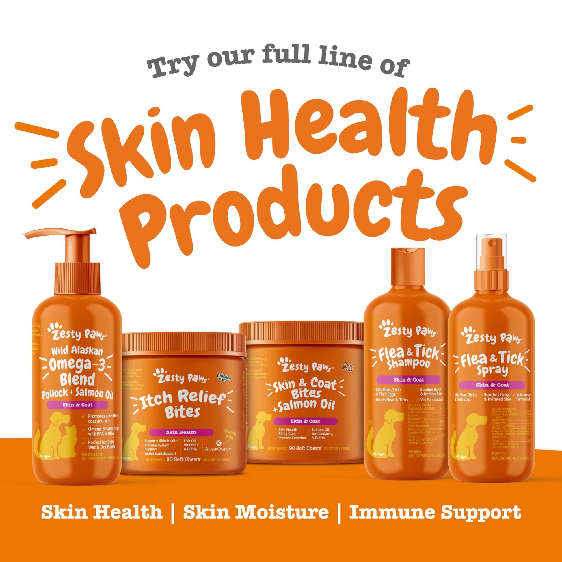 Zesty Paws Wild Alaskan Omega-3 Blend Pollock + Salmon Oil for Dogs and Cats- Skin and Coat Support, Omega 3 Supplement for Pets, 8.5oz