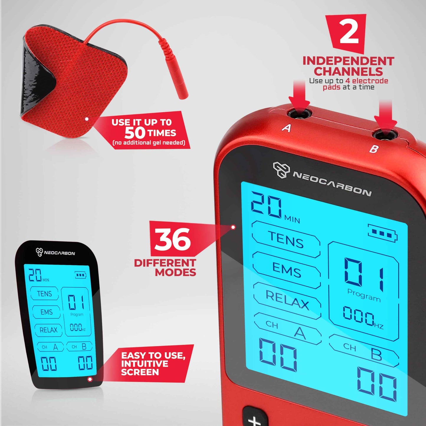 TENS Unit Muscle Stimulator Pro for Back Pain Relief, Shoulder Recovery and Physical Therapy, Electronic EMS Massager Machine with PMS Pulse for Effective Shock Therapy, Black