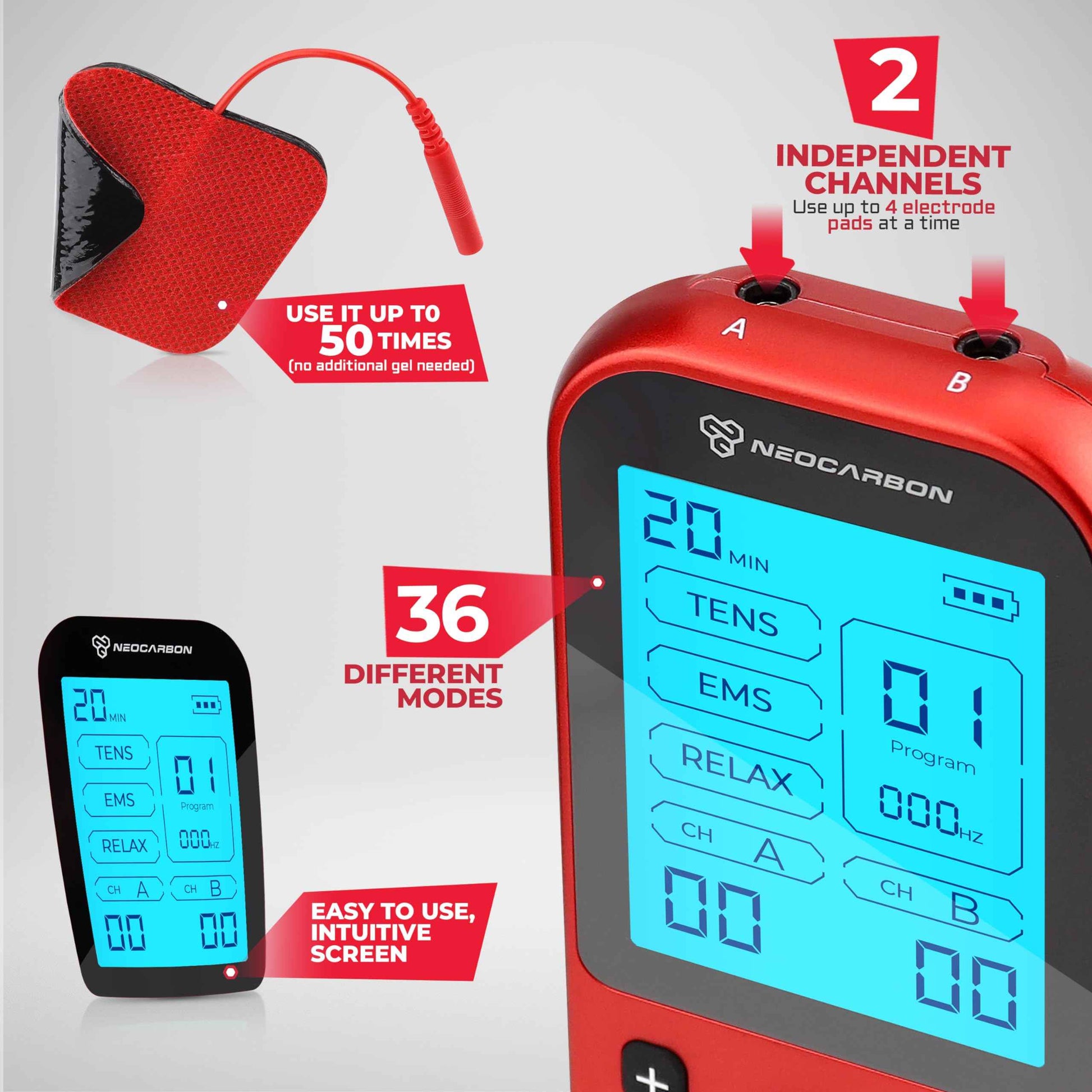 TENS Unit Muscle Stimulator Pro for Back Pain Relief, Shoulder Recovery and Physical Therapy, Electronic EMS Massager Machine with PMS Pulse for Effective Shock Therapy, Black