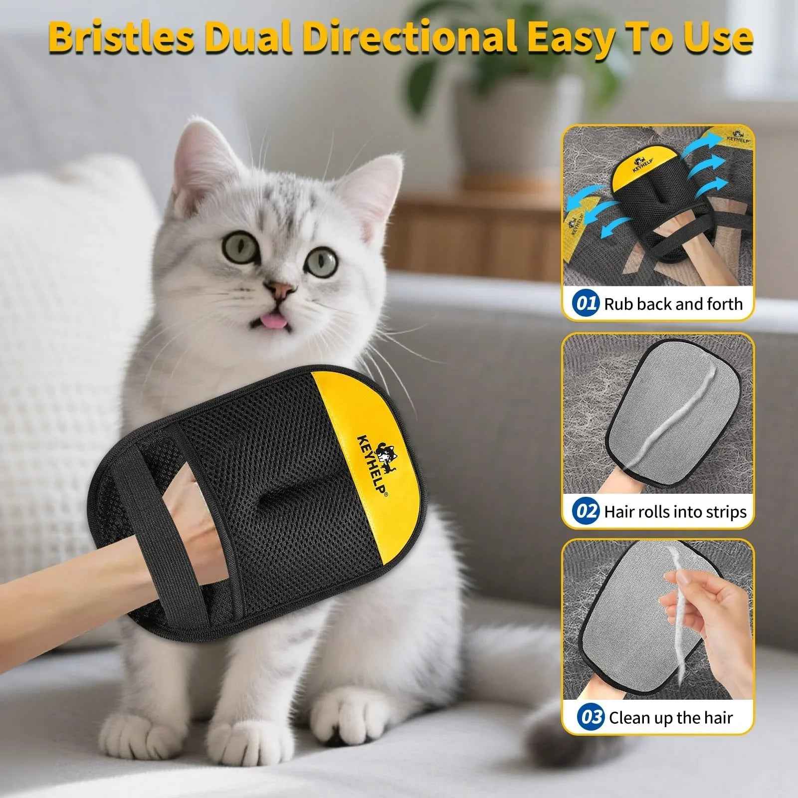 Pet Hair Removal Glove for Dogs & Cats, Newly Upgraded Reusable Electrostatic Pet Hair Gloves, Pet Hair Remover Tool for Clothing, Couch, Carpet, Car Seat