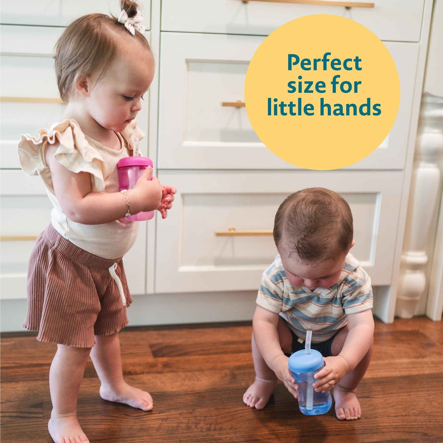 The First Years Squeeze & Sip Toddler Straw Cups - Squeezable Transition Sippy Cup with Silicone Straw - Toddler Feeding Supplies - Pink/Purple/Blue - 7 Oz - 3 Count - Ages 6 Months and Up