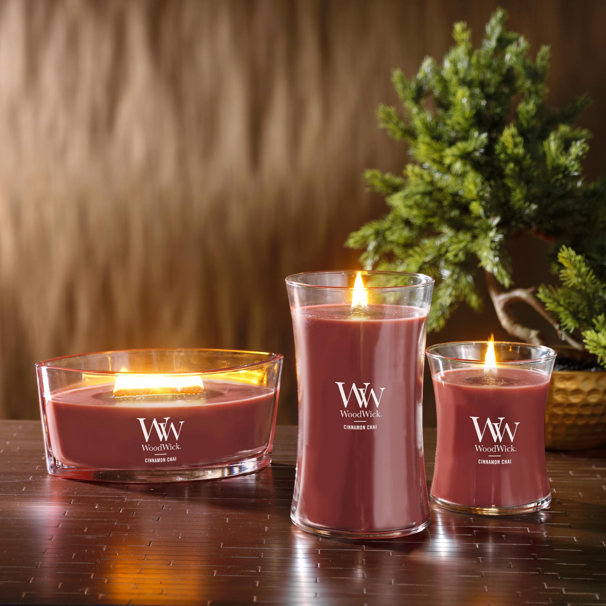 WoodWick Cinnamon Chai Holiday Candle Gifts for Women and Men, 9.7 oz Medium Hourglass Candle with Crackling Wick jlhbookstore.store