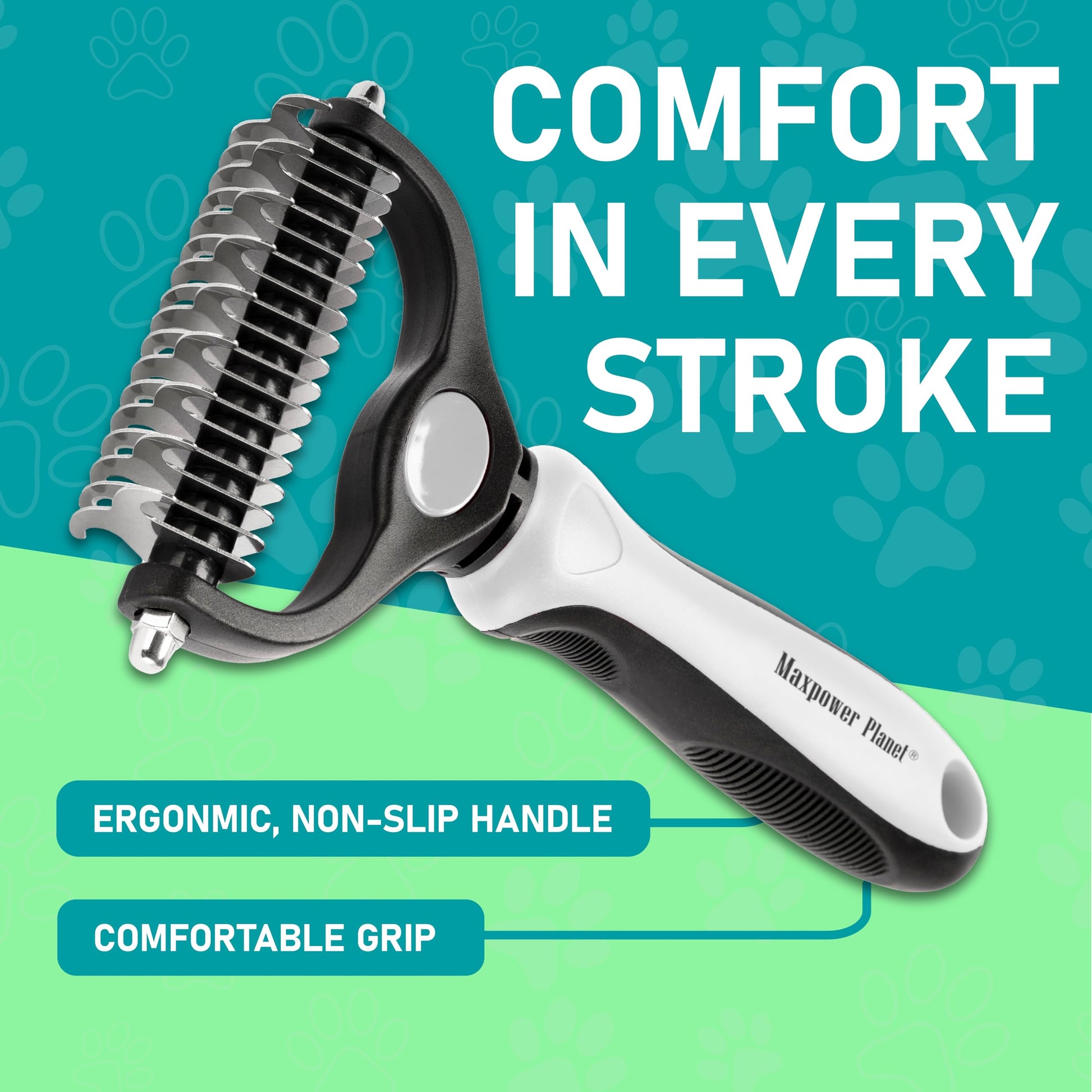 Maxpower Planet Pet Grooming Brush - Double Sided Shedding and Dematting Undercoat Rake Comb for Dogs and Cats,Extra Wide (B1 - Rake, Gloves & Comb, Large) jlhbookstore.store