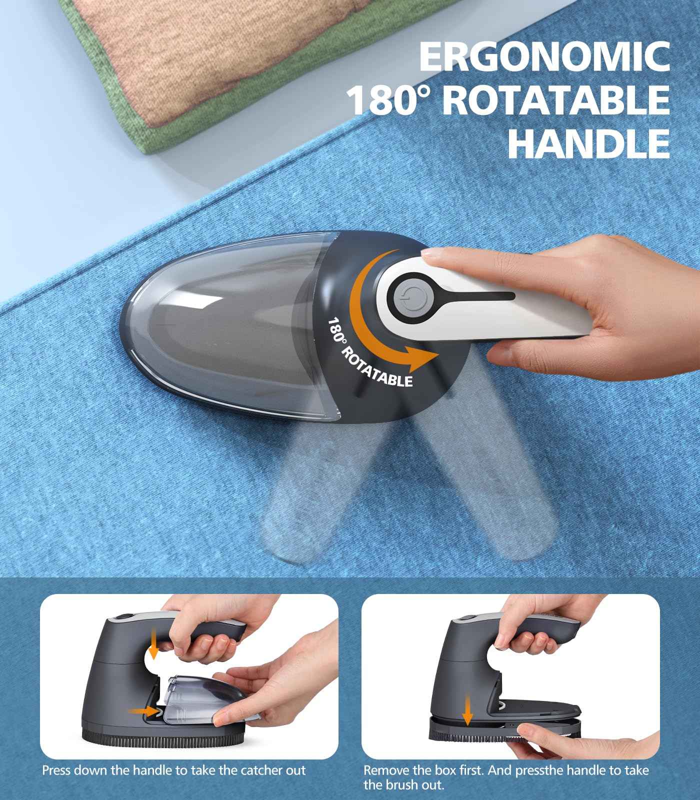 POPCHOSE Fabric Shaver, Lint Remover for Clothes, Lint Shaver with 6-Leaf Blades, 2 Speed Sweater Shavers to Remove Pilling for Clothing, Couch, Furniture, Fuzz, USB Rechargeble, Gray…