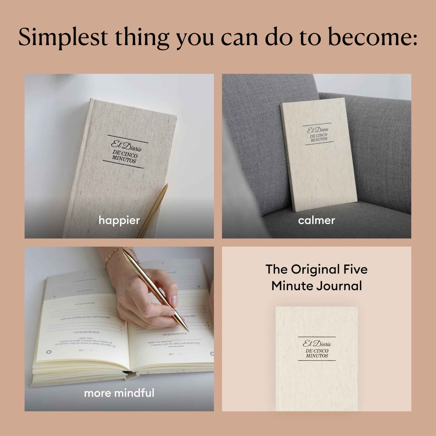 Intelligent Change The Five Minute Journal - Original Daily Gratitude Journal 2025 for Happiness, Mindfulness & Reflection - Daily Affirmations - Undated Planner Gifts for Women & Men