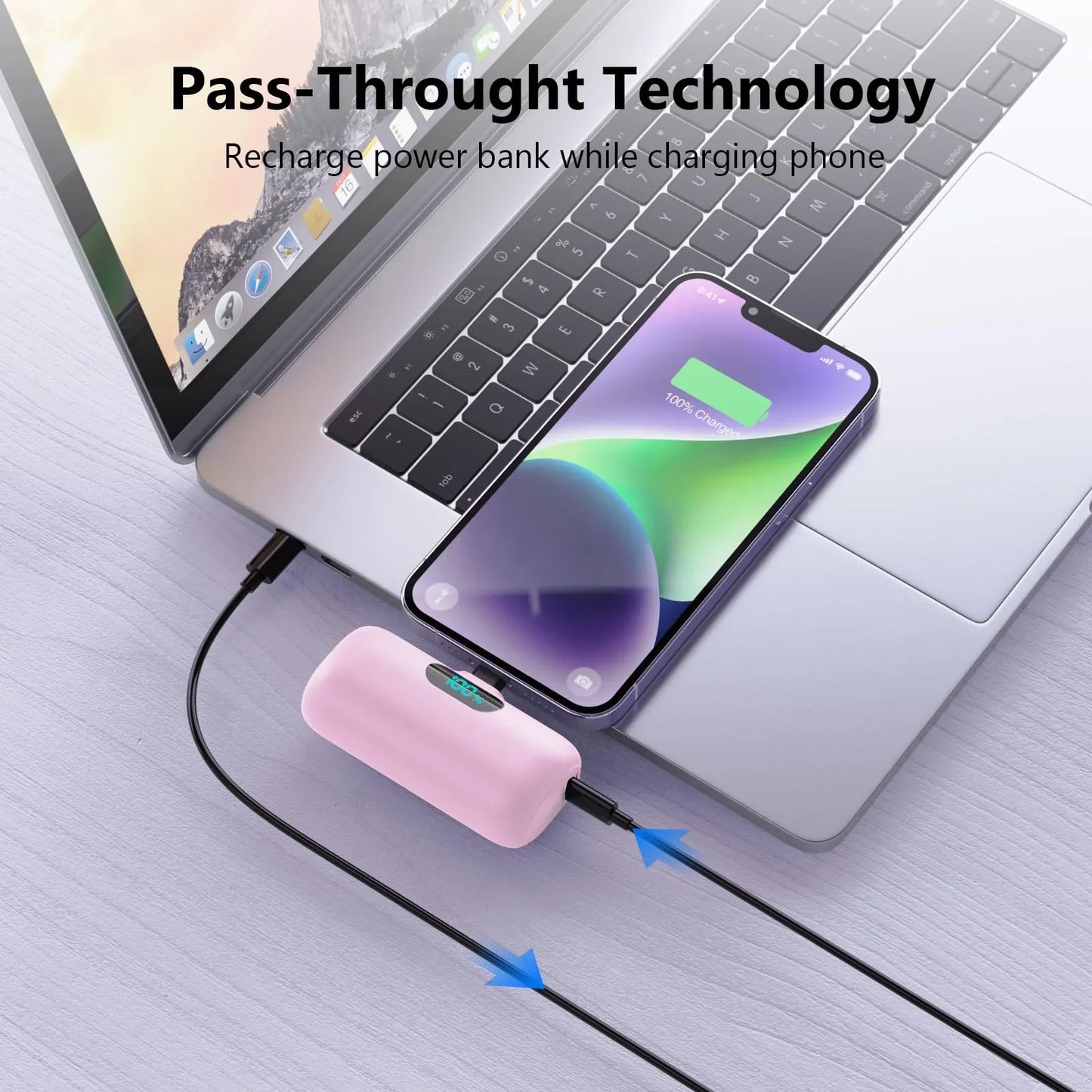 Mini Portable Charger for iPhone,Upgraded 5000mAh PD Fast Charging Battery Pack,LCD Display Cute Power Bank Portable Phone Charger for iPhone 14/14 Pro Max/13/13 Pro/12 Pro/11/XS/XR/X/8/7/6-Black - Jlhbookstore.store