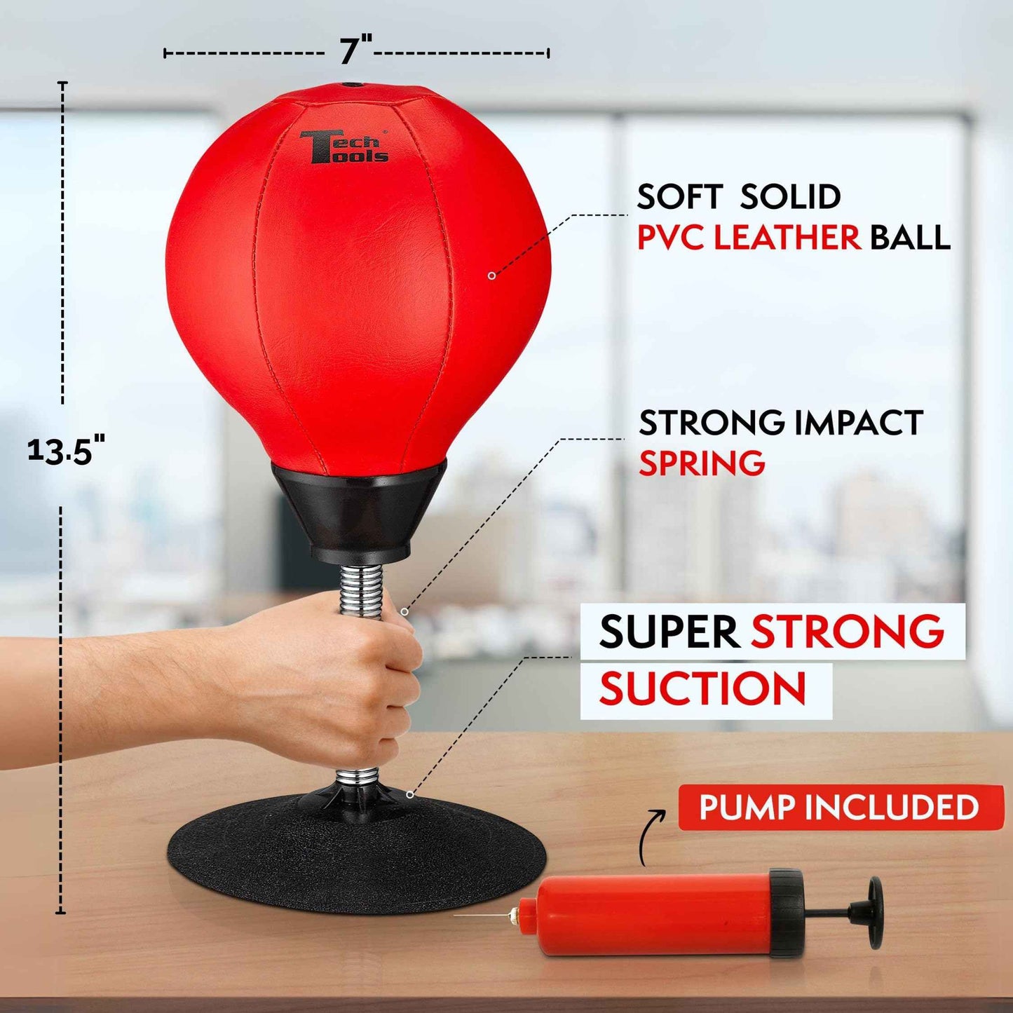 Tech Tools Desktop Punching Bag - Suctions to Your Desk, Cool Gadgets for Office, Gag Gifts for Boss or Coworker, Heavy Duty Stress Relief Boxing Bag