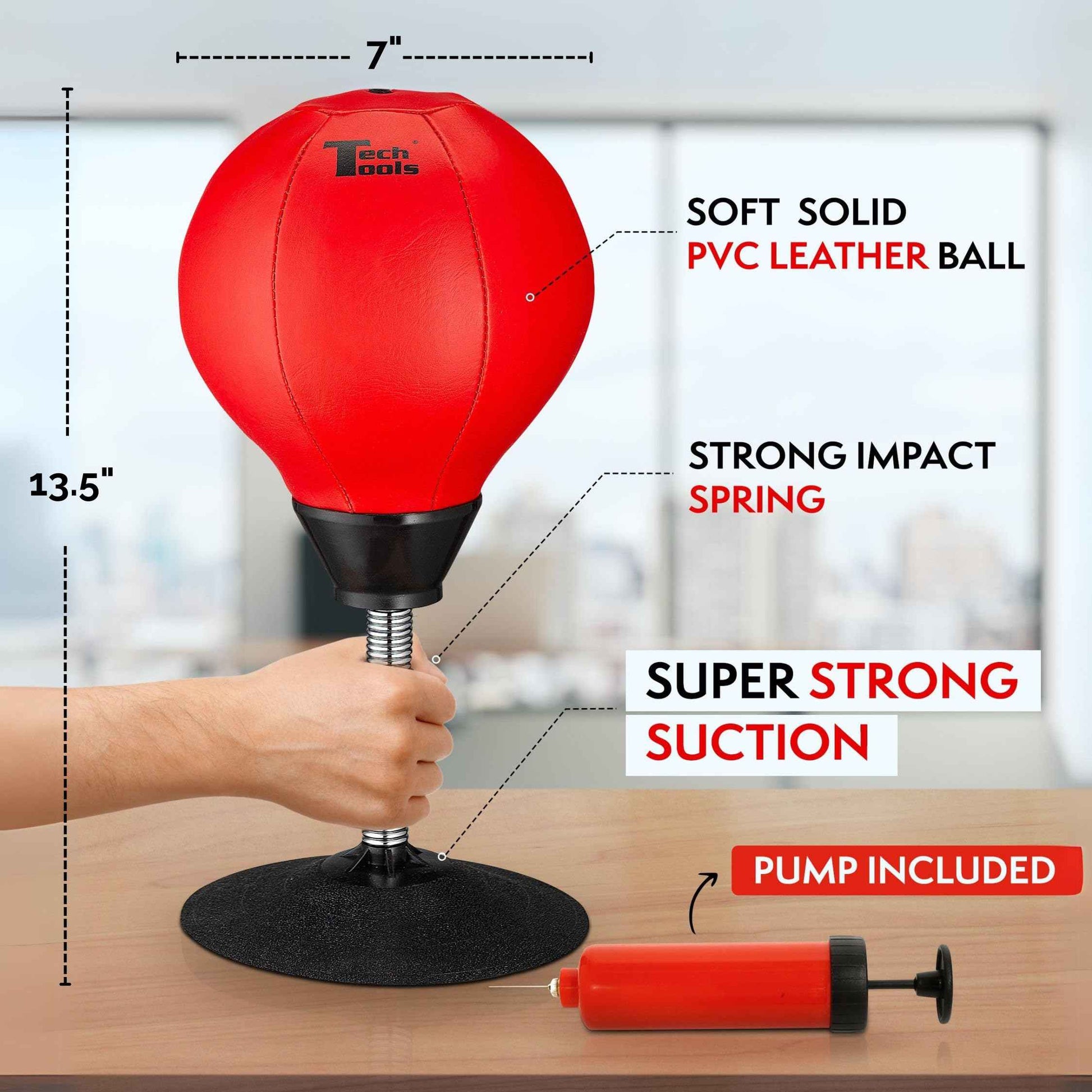 Tech Tools Desktop Punching Bag - Suctions to Your Desk, Cool Gadgets for Office, Gag Gifts for Boss or Coworker, Heavy Duty Stress Relief Boxing Bag