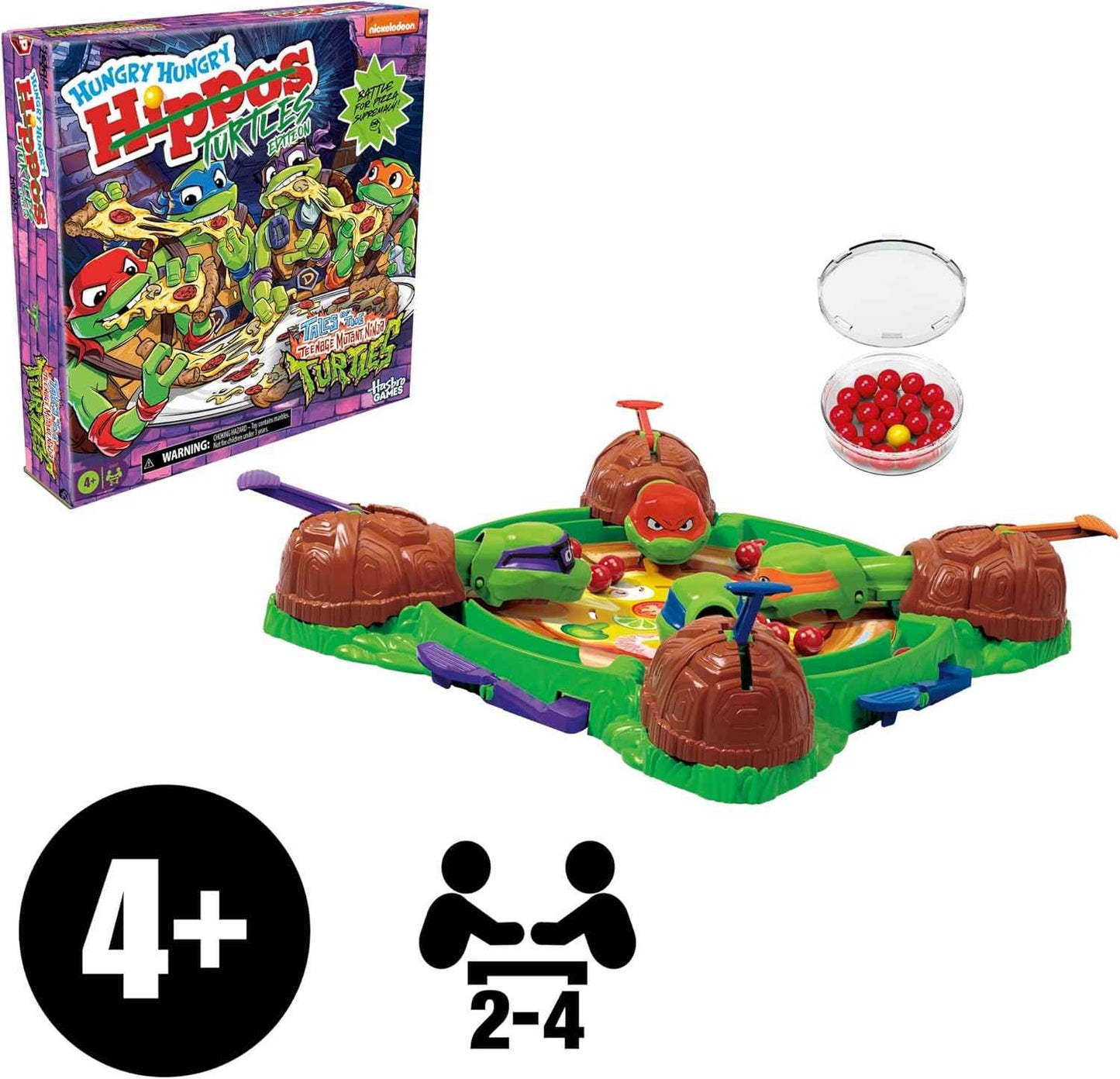 Hungry Hungry Hippos: Teenage Mutant Ninja Turtles Edition Game | Ages 4 and Up | 2 to 4 Players | Kids Board Games | Gifts for Preschoolers (Amazon Exclusive)