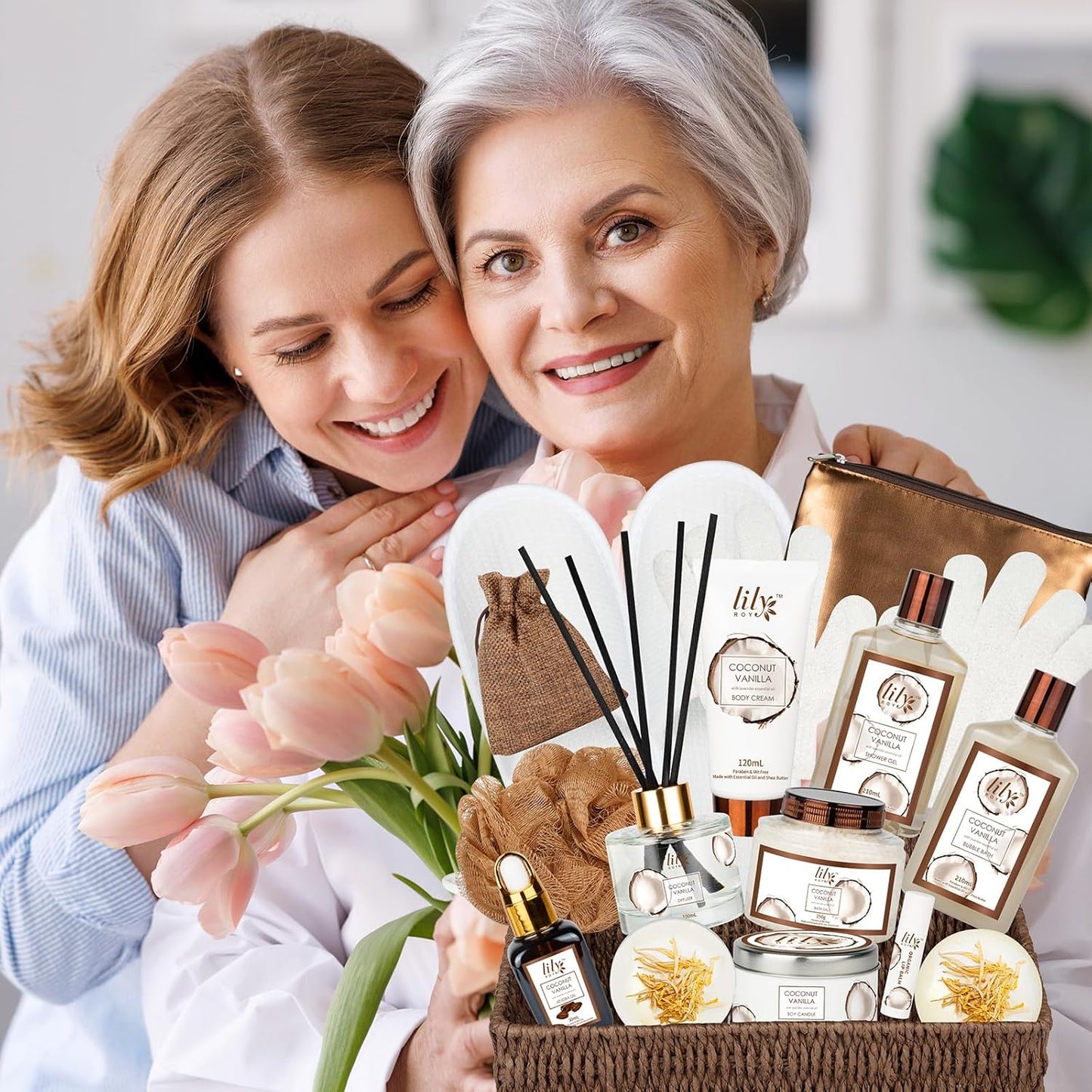 25Pcs Christmas Gifts for Women - Luxury Bath and Body Spa Gift Basket for Women with Necklace | Relaxing Care Kit Valentine's Mothers Day Gifts for Mom Gift Baskets for Anniversary or Bridal Shower