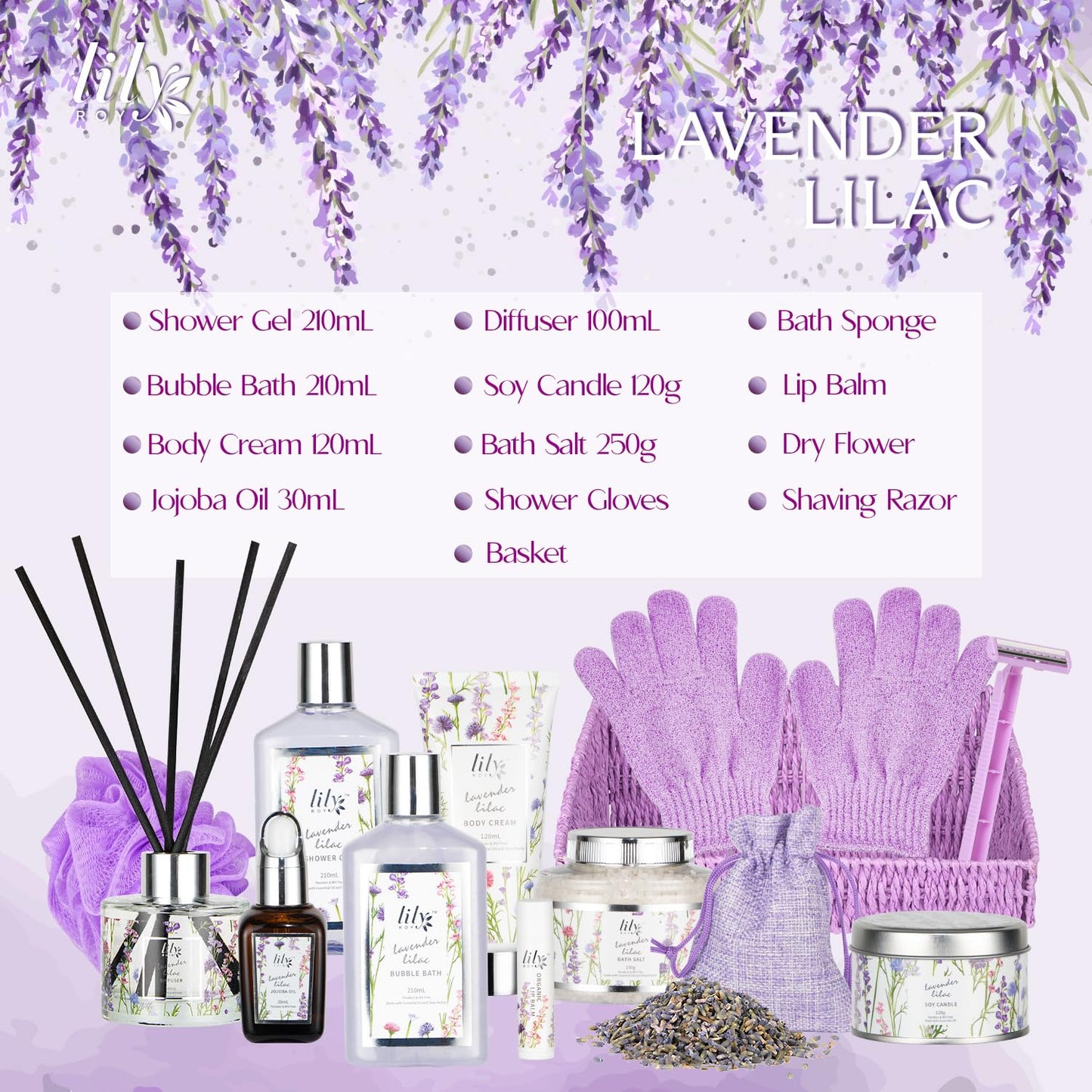 25Pcs Christmas Gifts for Women - Luxury Bath and Body Spa Gift Basket for Women with Necklace | Relaxing Care Kit Valentine's Mothers Day Gifts for Mom Gift Baskets for Anniversary or Bridal Shower