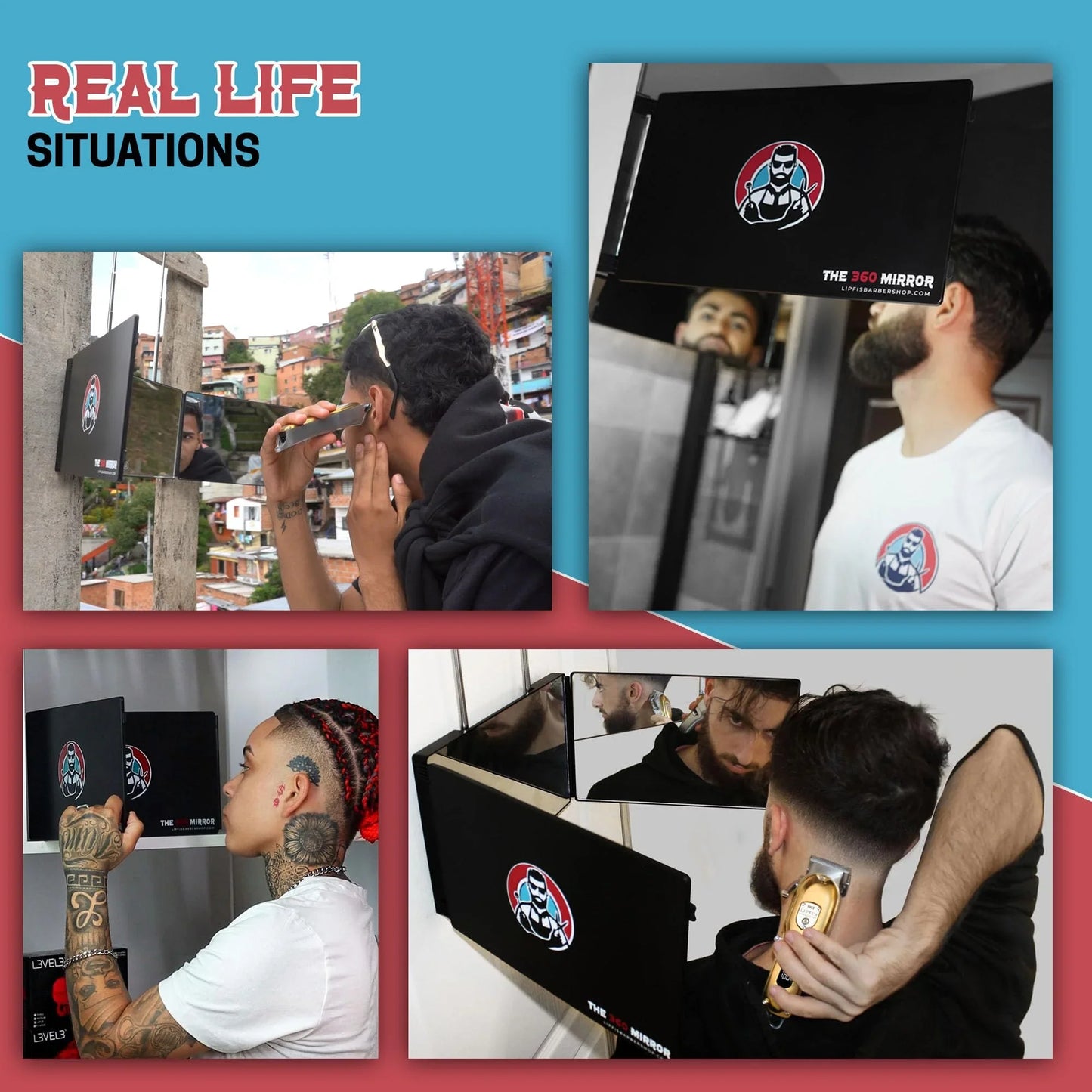 The 360 Mirror - 3 Way Mirror for Self Hair Cutting - Adjustable Trifold Barber Miror to Cut Your Own Hair - Tri Fold Self Haircut System for Men and Women Braiding - Three Sided Miror for Haircuts - Jlhbookstore.store