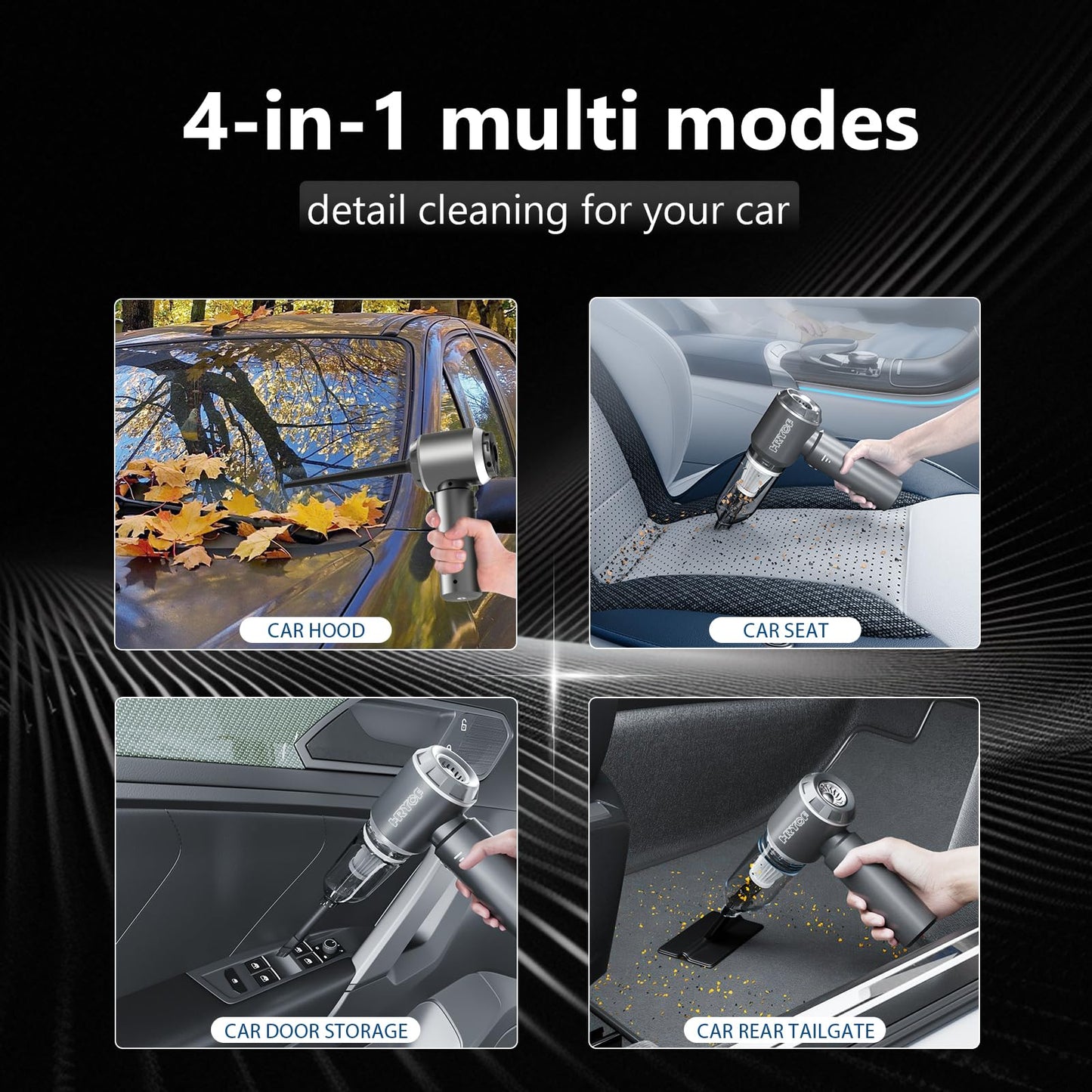 Handheld Vacuum,Car Vacuum Cleaner,4-in-1 20000PA High Power Portable Rechargeable Vacuum Cleaner with Brushless Motor, Small Handheld Vacuum & Air Blower & Pump-Black