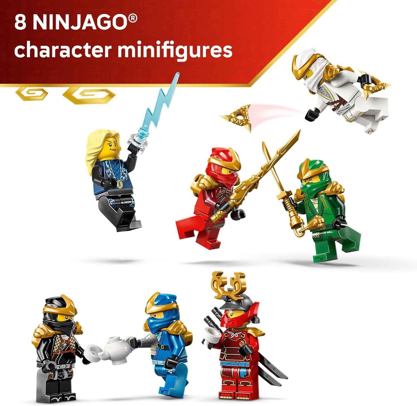 LEGO NINJAGO Ninja Character Display 15th Anniversary Building Toy for Kids, Ages 14+ - Ninja Playset W/Elemental Master of Lightning + 7 Minifigures - Gift Idea for Teen Boys & Girls - 71866